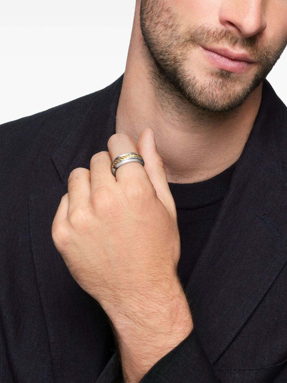 18kt yellow gold and sterling silver Cable Inset band ring (8mm) Product Image