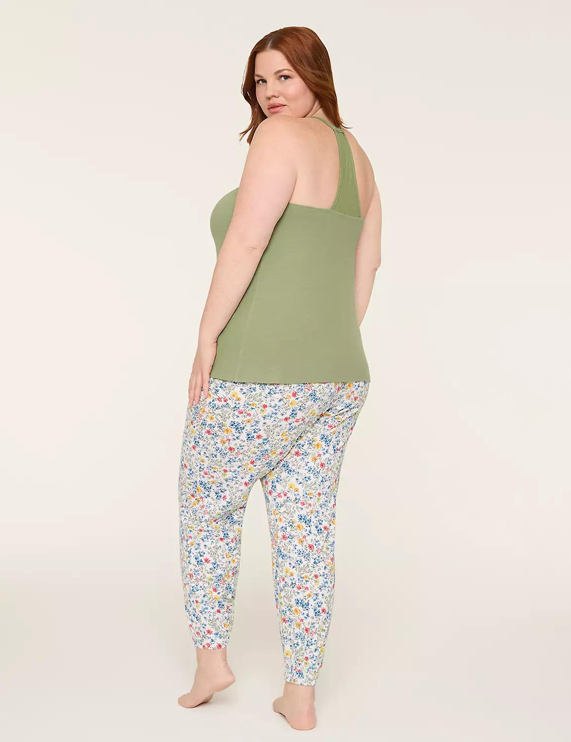 Rib Lace-Trim Cami & Jogger PJ Set Product Image