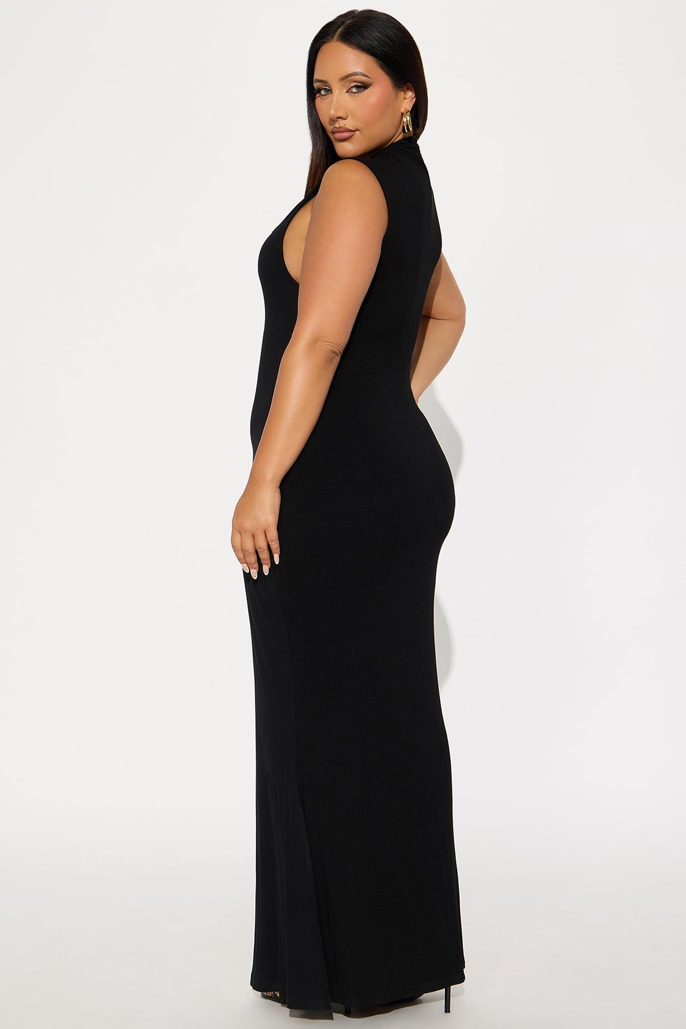 Obsidian Dreams Mock Neck Maxi Dress - Black Female Product Image