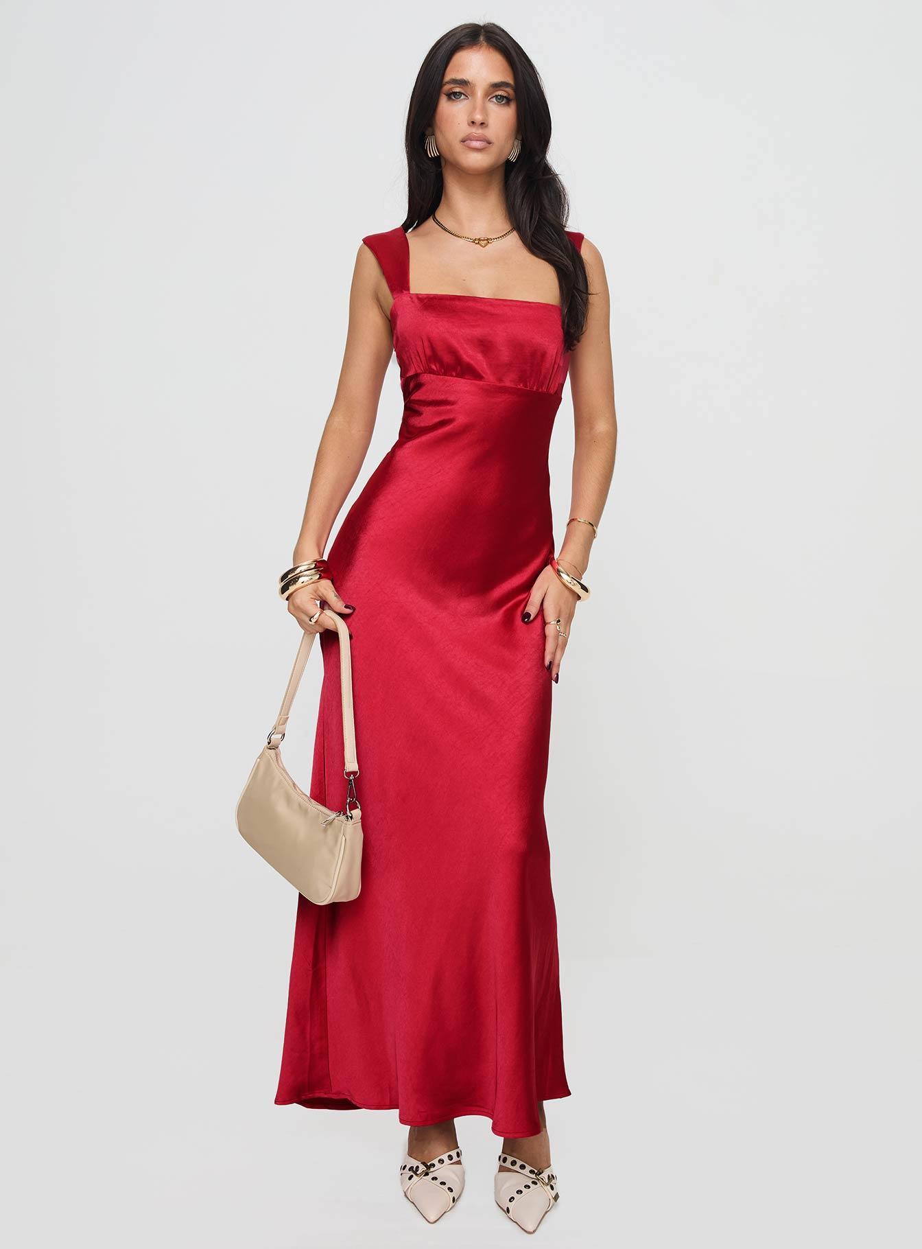 Radioactive Bias Cut Maxi Dress Red Product Image
