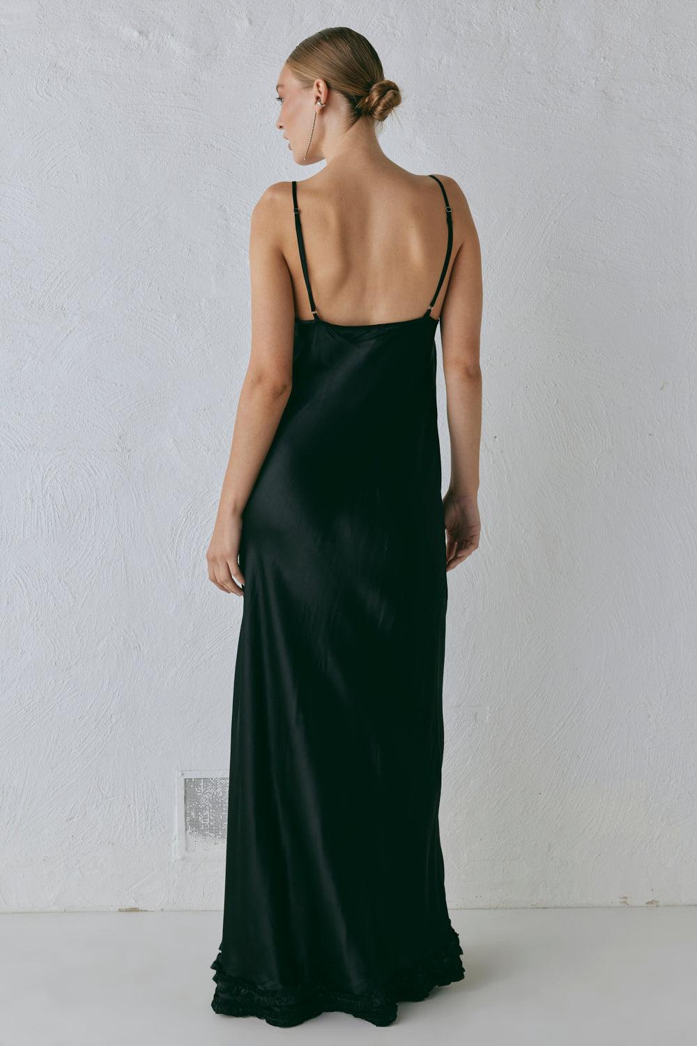 Alber Satin Maxi Dress Black Product Image