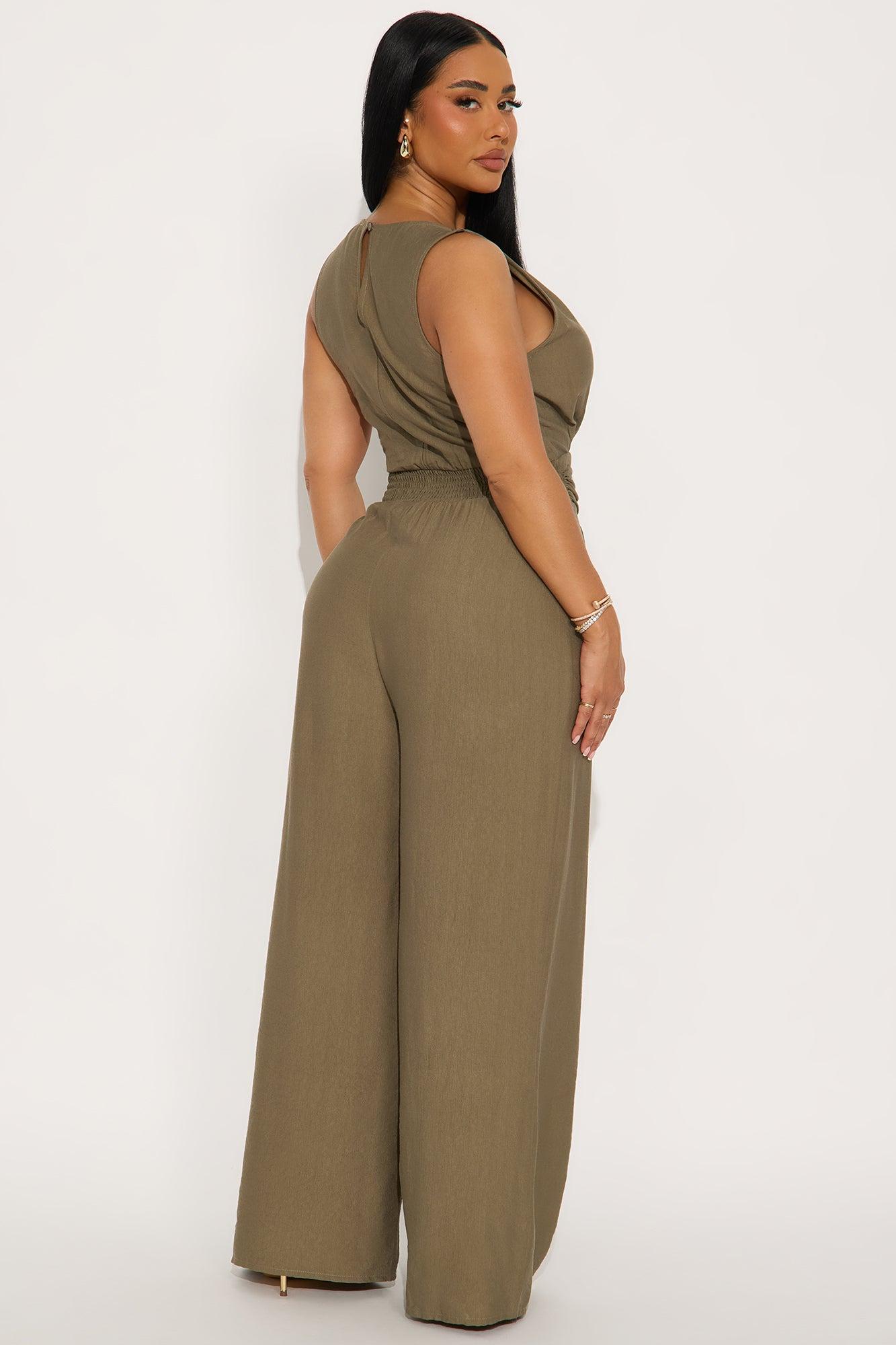 Serenity Wide Leg Jumpsuit - Olive Female Product Image