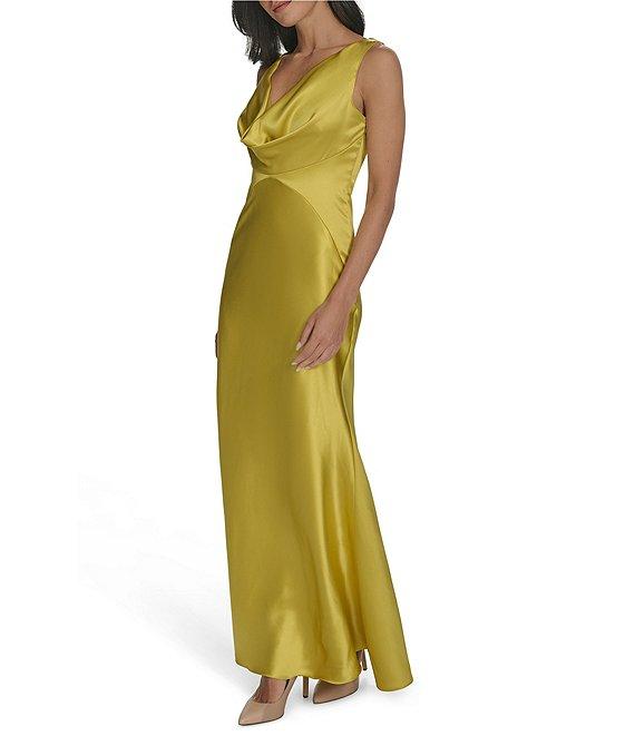 Vince Camuto Satin Cowl Neck Sleeveless Maxi Dress Product Image