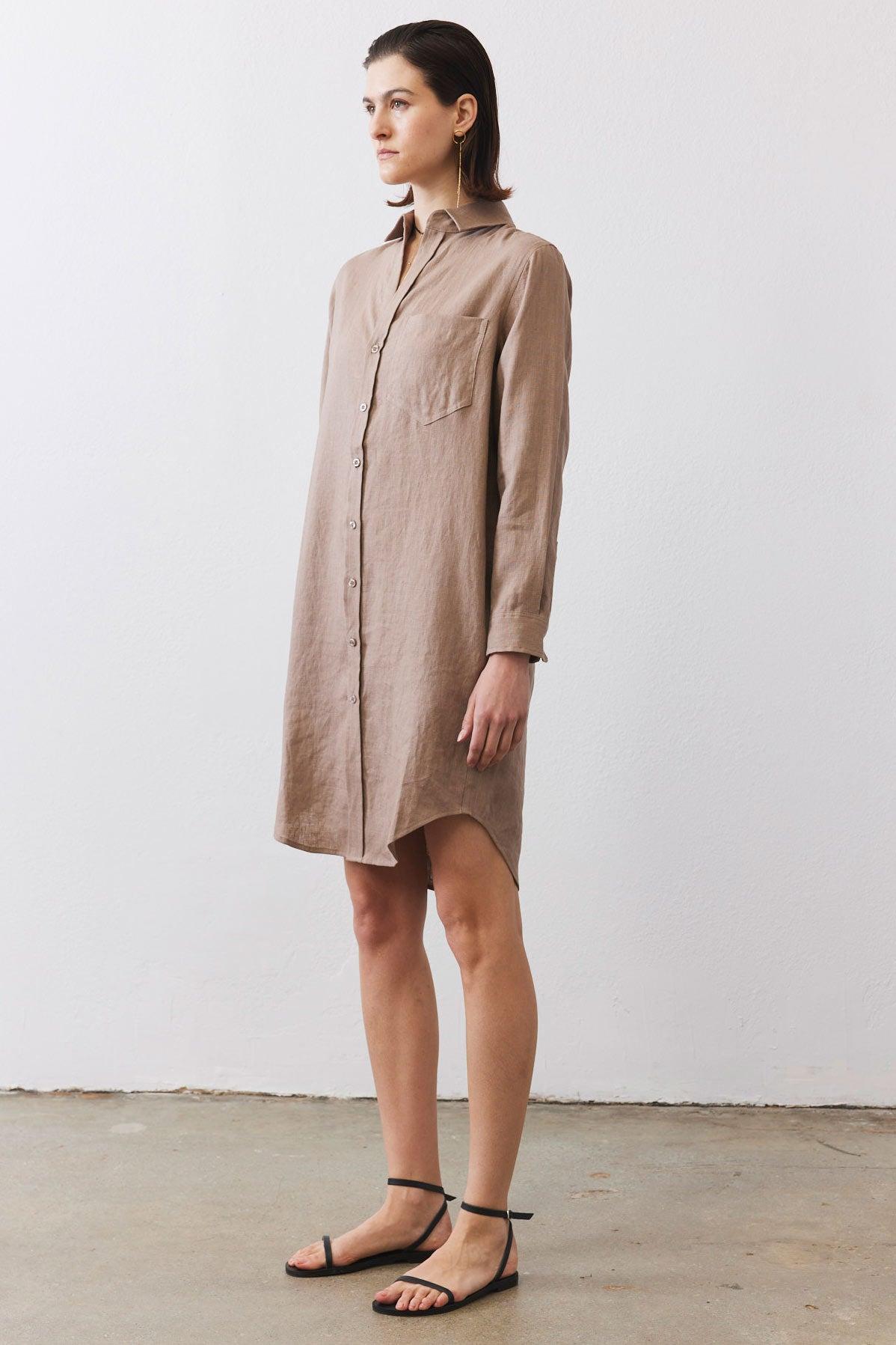 Linen Button Down Shirt Dress Product Image