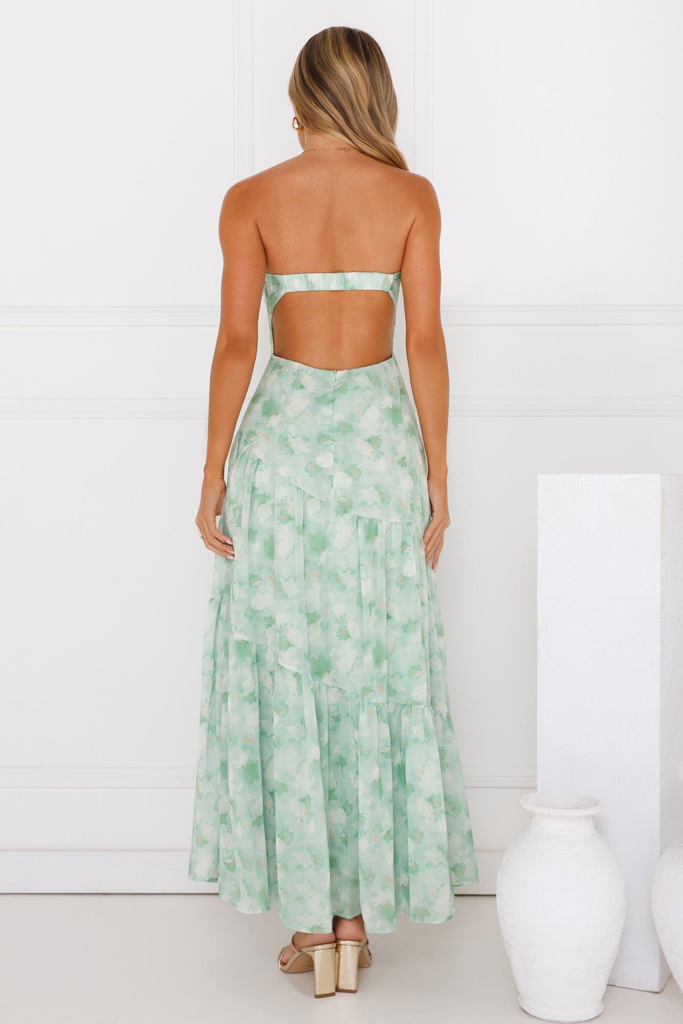 Meadow Whispers Strapless Maxi Dress Green Product Image