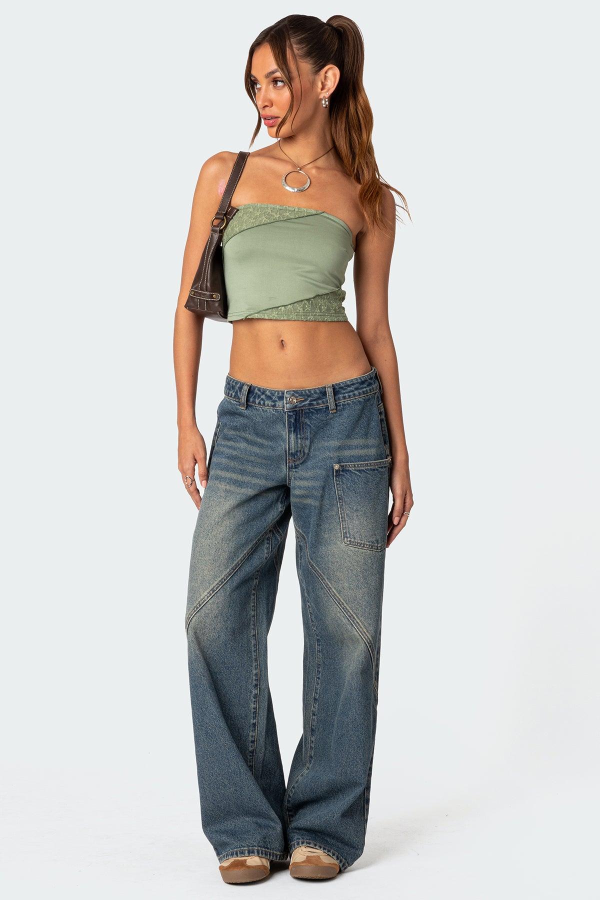 Lace Patchwork Tube Top Product Image