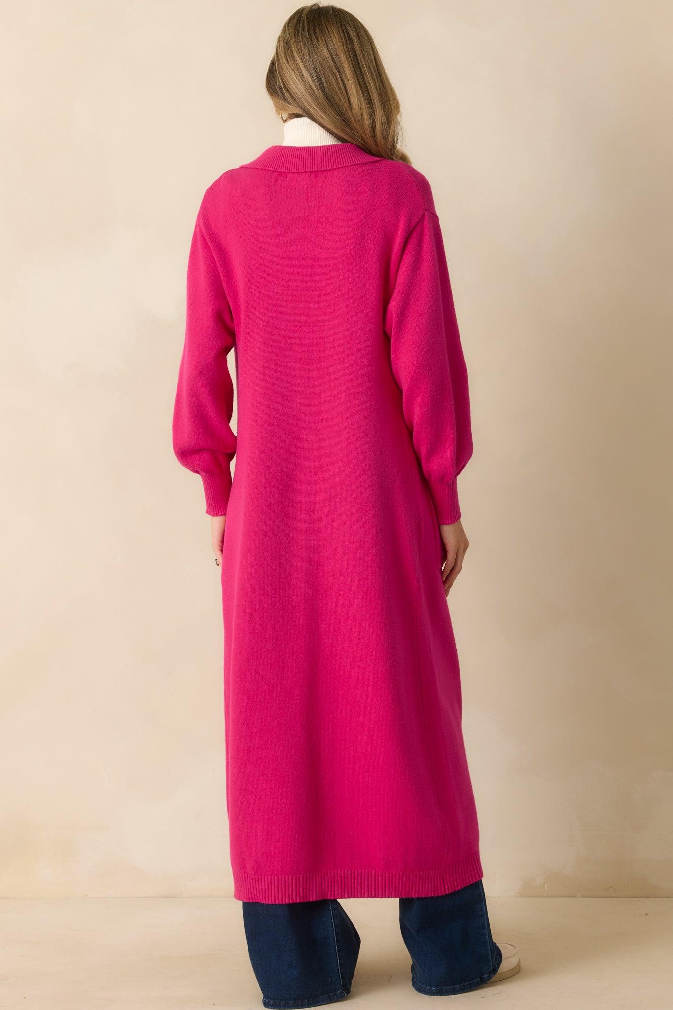 Shopping Around Hot Pink Longline Cardigan L / Hot Pink Product Image