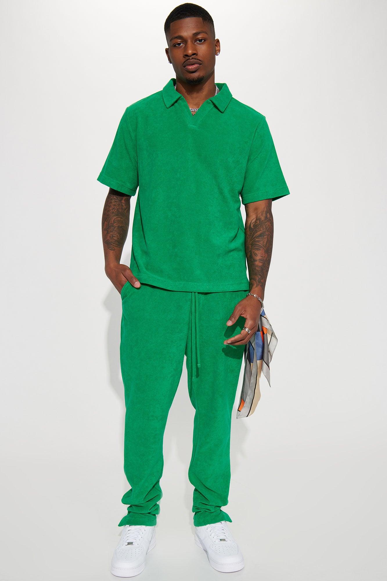 Dipped Terry Short Sleeve Polo - Green Product Image