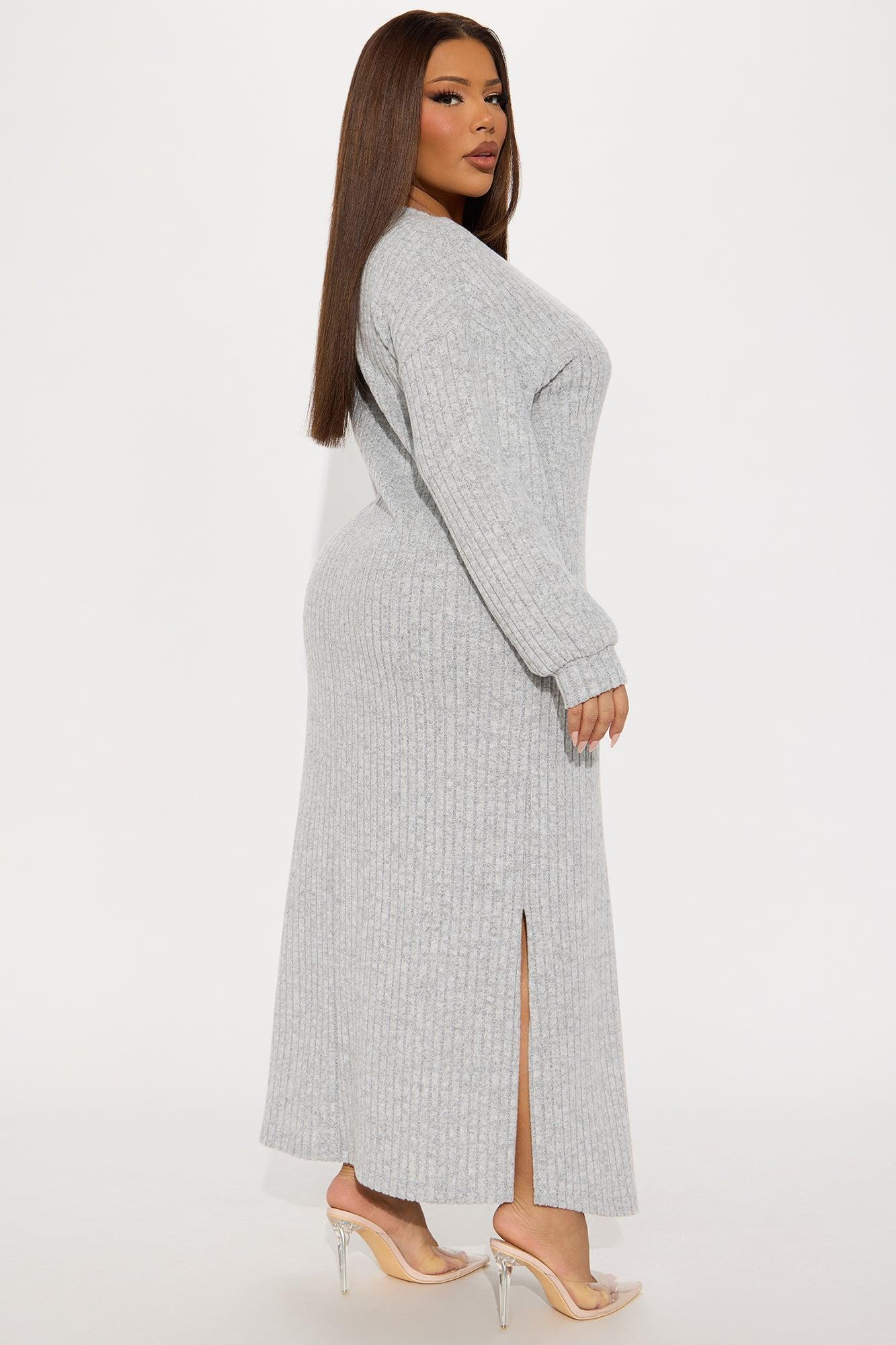 Serenity Ribbed Maxi Dress - Heather Grey Product Image