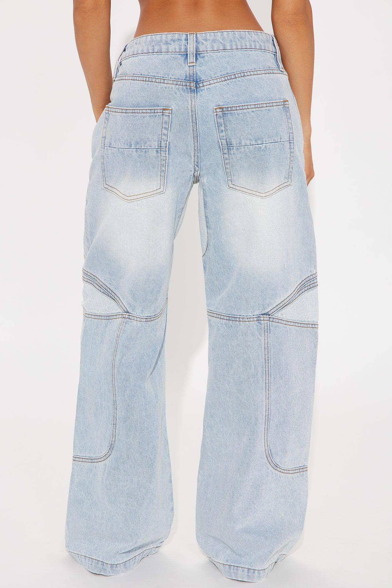 Worth My Time Seaming Wide Leg Jeans - Light Wash Product Image