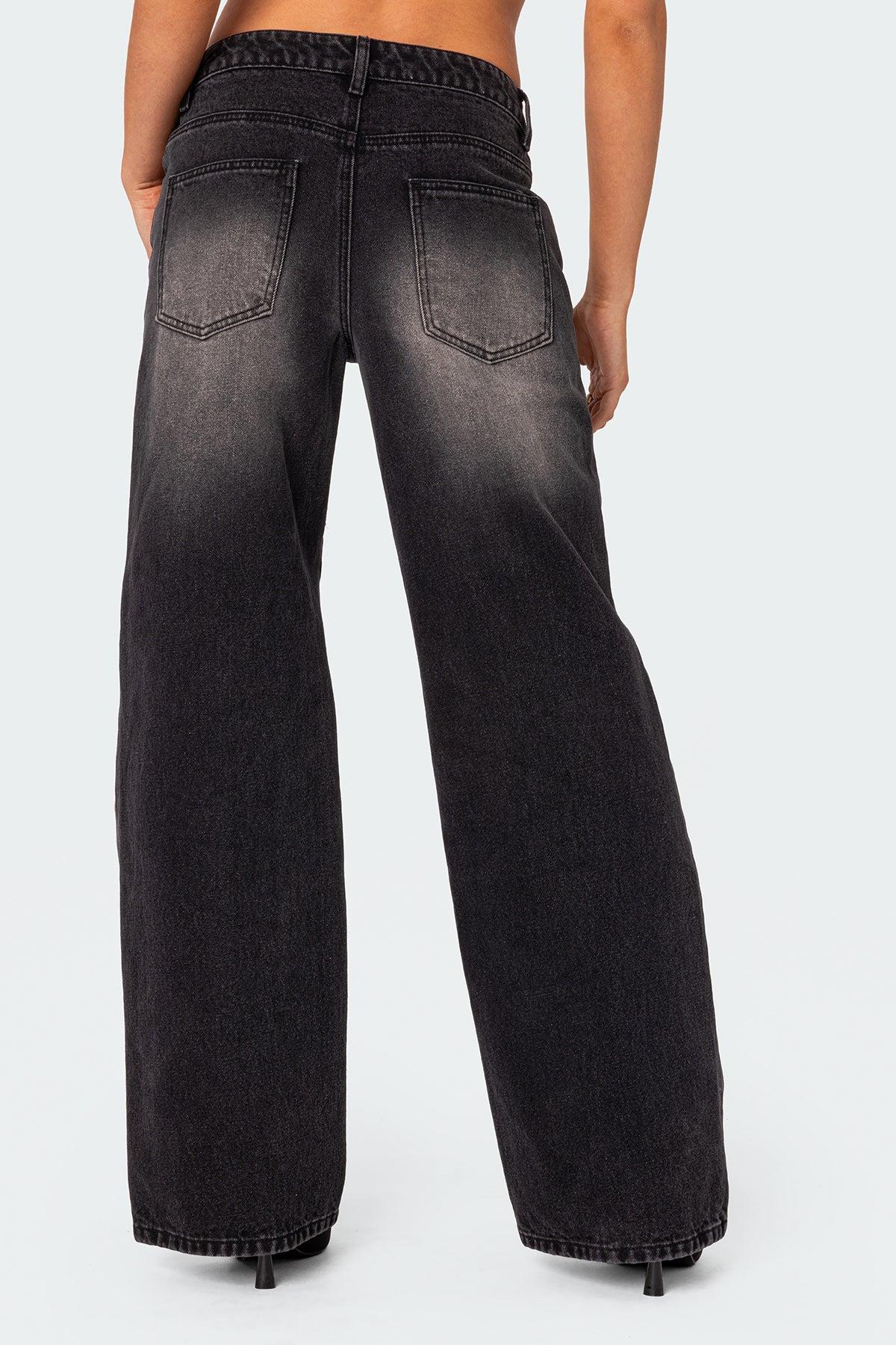 Magda Acid Wash Low Rise Baggy Jeans Product Image