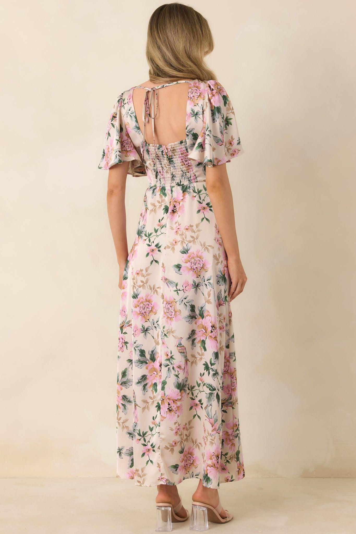 Rosewood Romance Ivory Multi Floral Flutter Sleeve Maxi Dress S / Ivory Product Image
