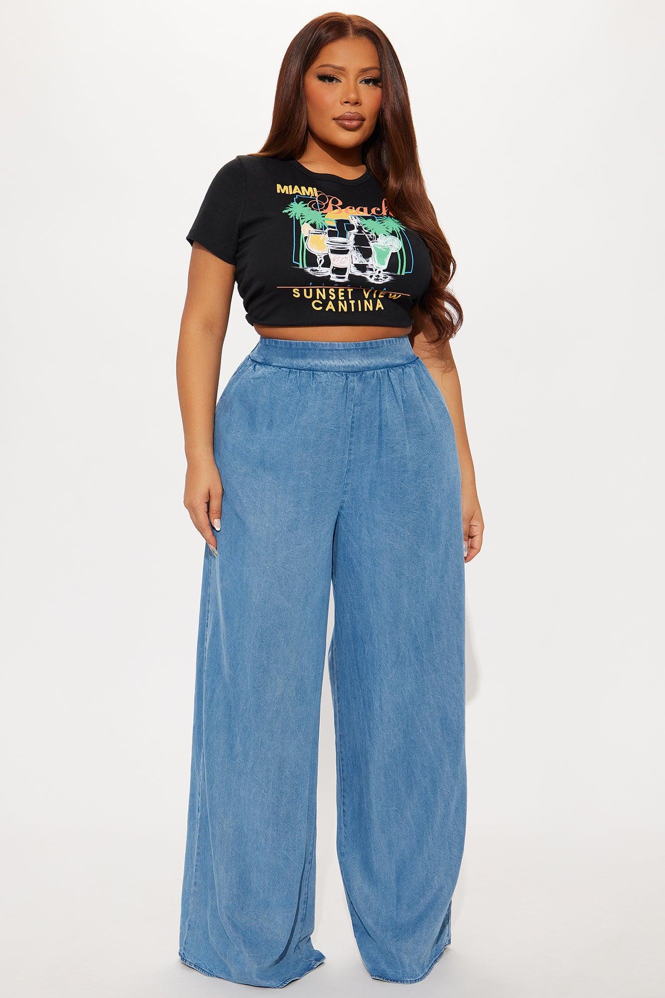 Gloriana Wide Leg Pant - Medium Wash Product Image
