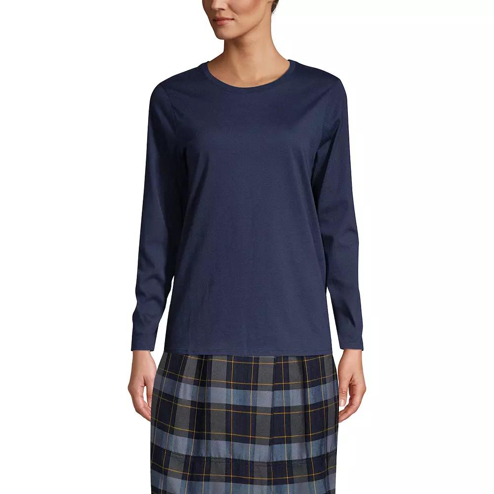 Women's Lands' End School Uniform Long Sleeve Essential T-shirt, Size: Small, Classic Blue Product Image