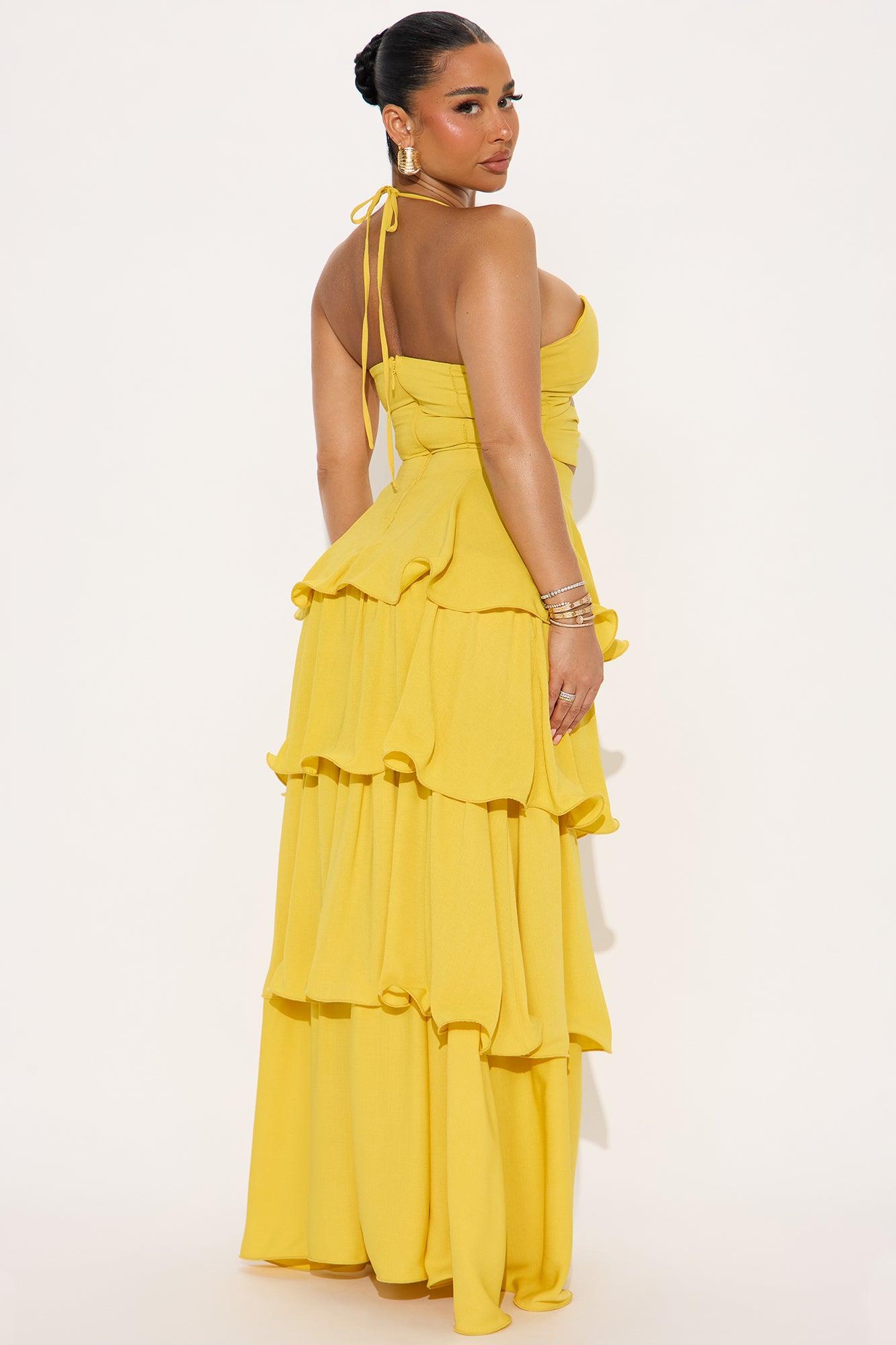 Harper Tiered Maxi Dress - Yellow Product Image