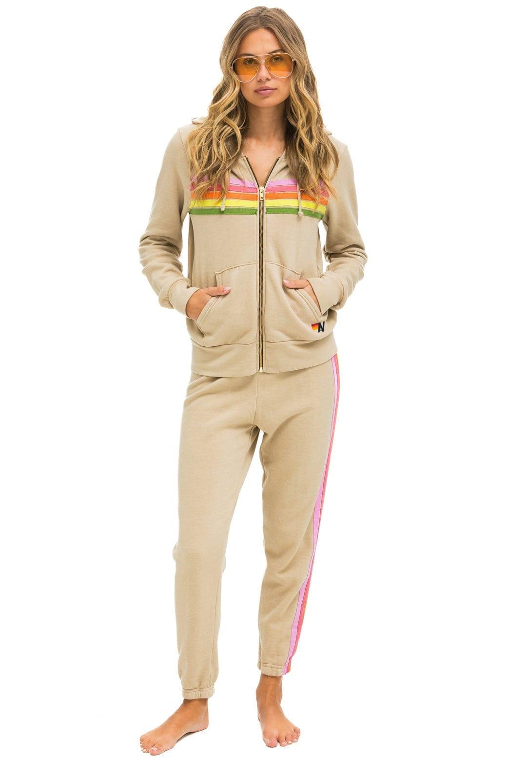 5 STRIPE SWEATPANTS - SAND // PINK // GREEN Female Product Image