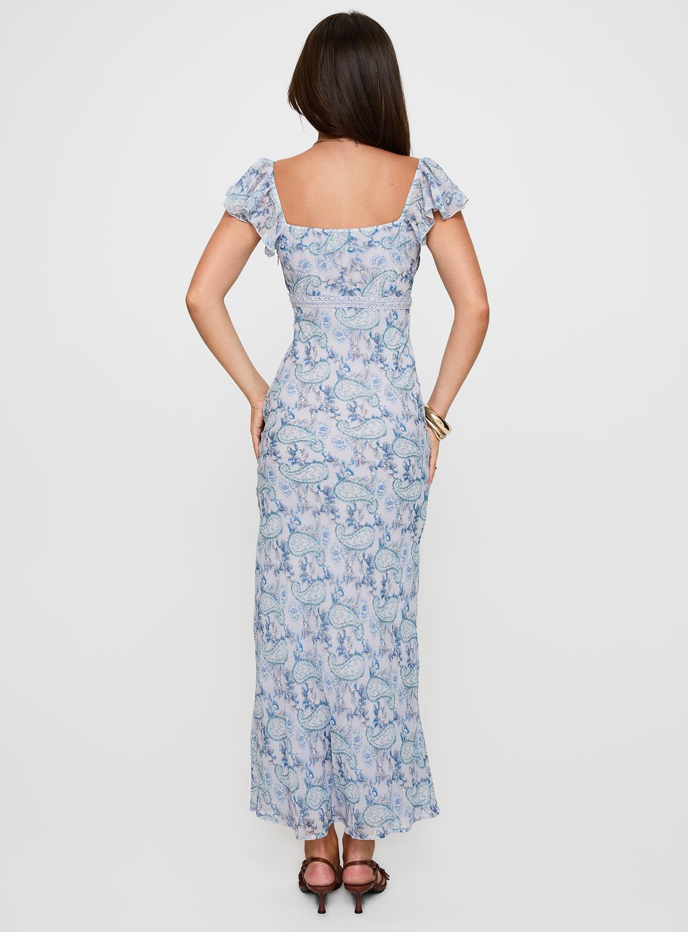 Dahleia Maxi Dress Blue Paisley Product Image