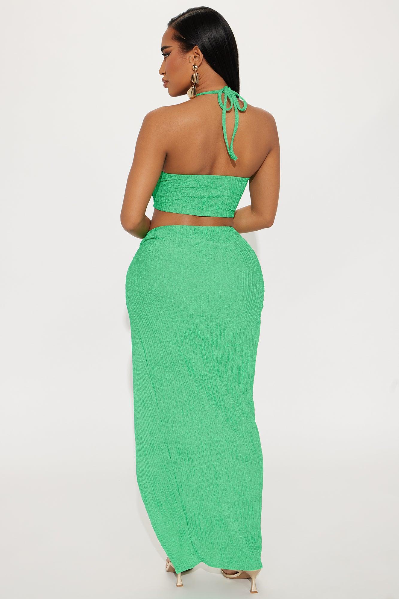 Harper Textured Maxi Skirt Set - Green Product Image