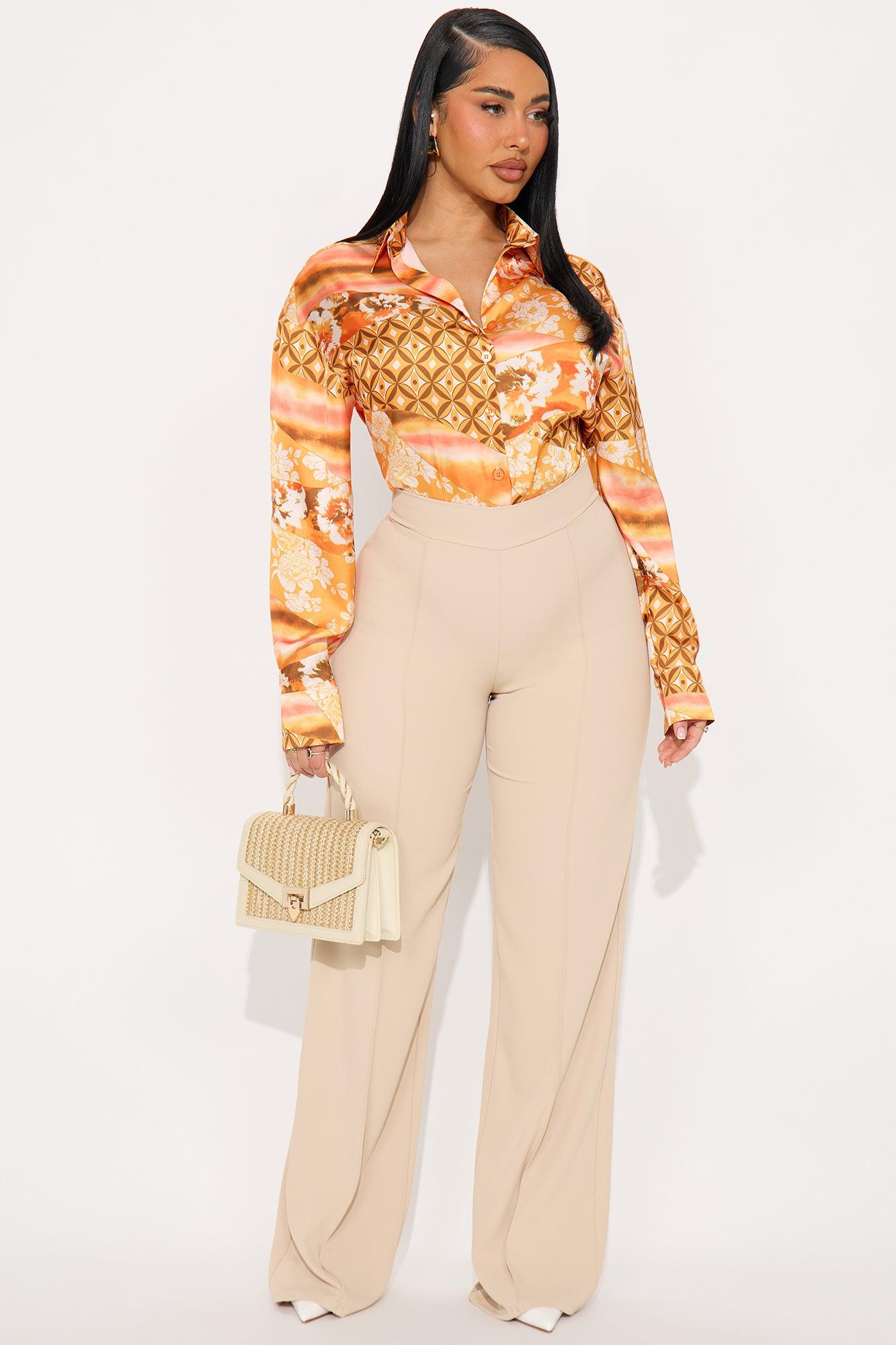 Floral Affair Satin Bodysuit - Orange/combo Product Image