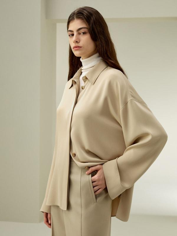 LILYSILK Silk Shirt Women - Black 30 Momme Silk - Chic Three-Dimensional Look Shirt XS Product Image