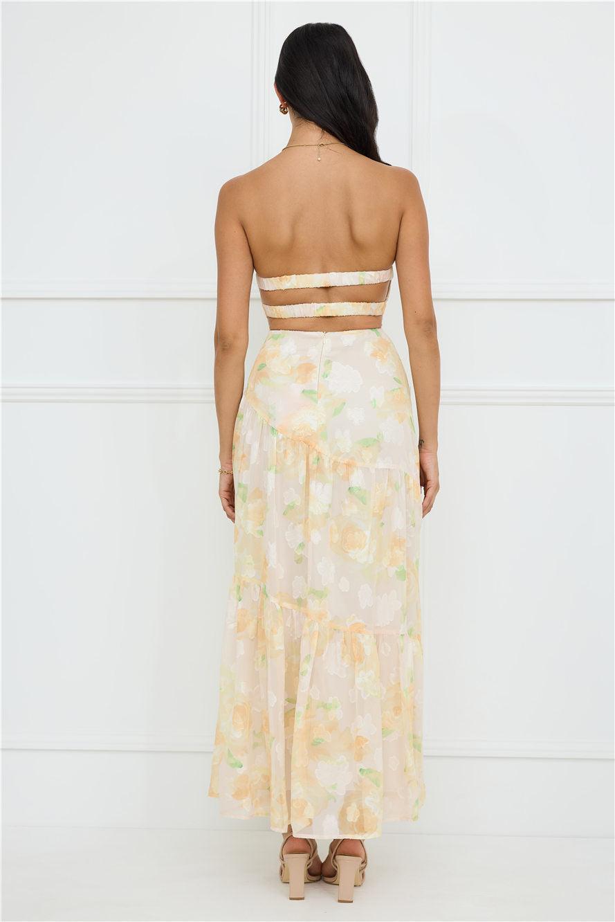 Sunshine Shores Strapless Maxi Dress Yellow Product Image