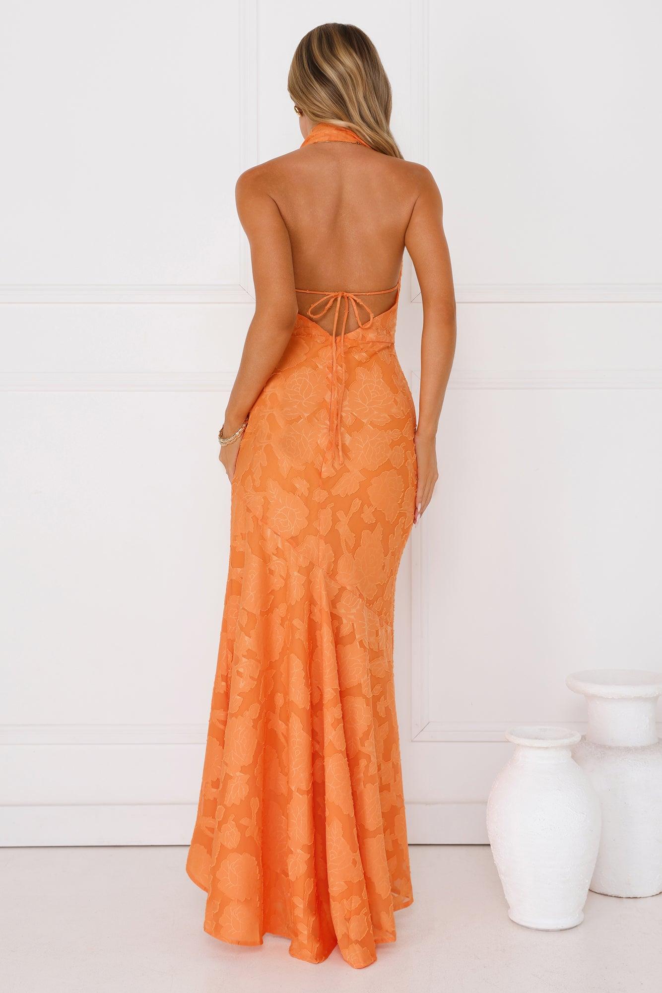 Garden Gems Halter Maxi Dress Orange Product Image