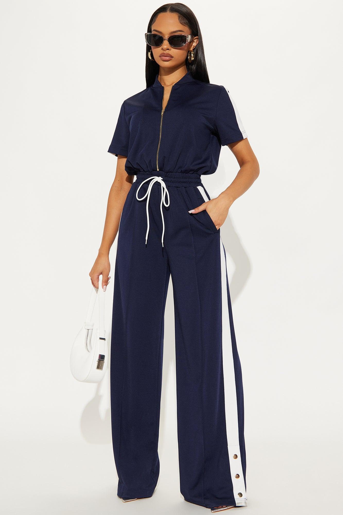 Lianna Short Sleeve Jumpsuit - Navy Female Product Image