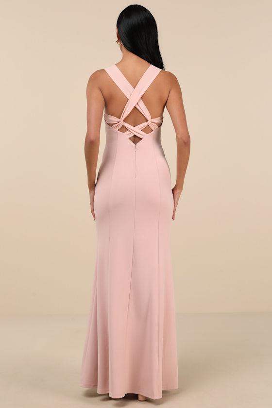 Taline Blush Pink Strappy Mermaid Maxi Dress Product Image