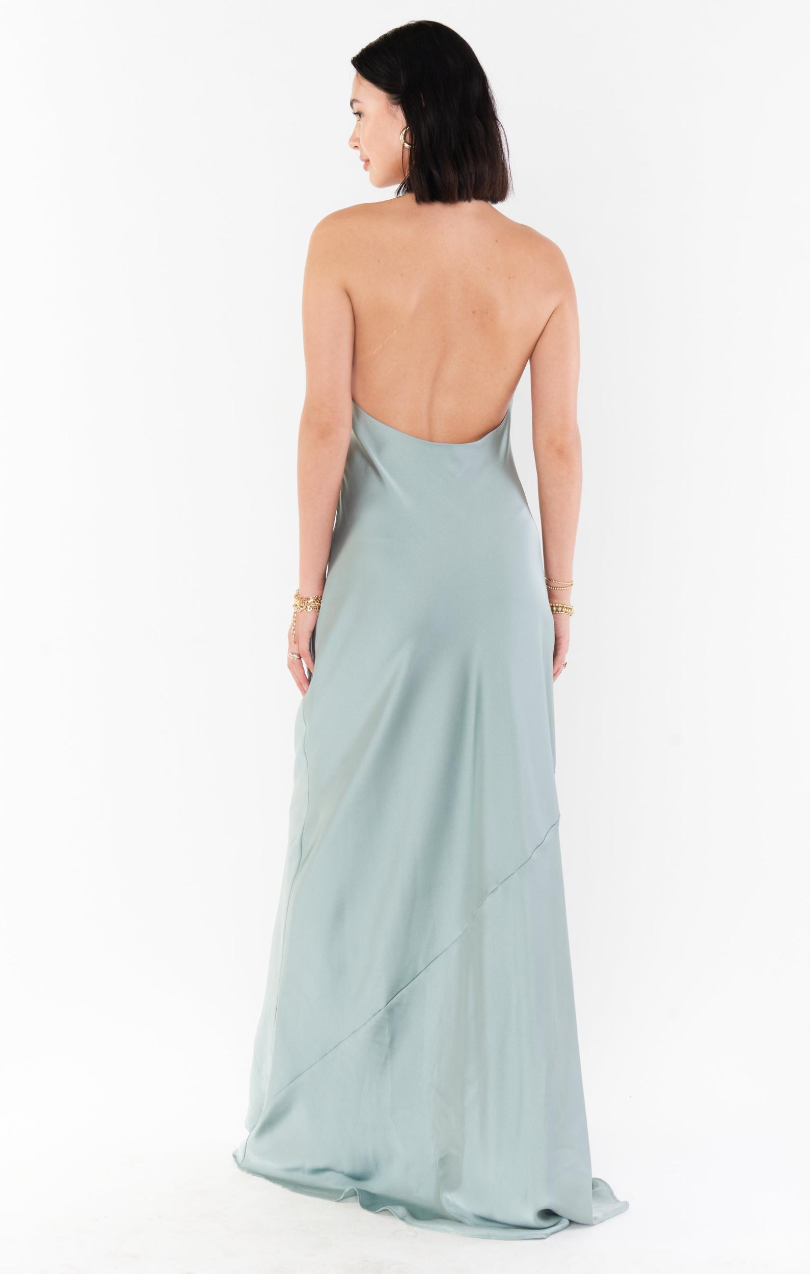 Jasmine Halter Maxi Dress ~ Ivory Luxe Satin Product Image