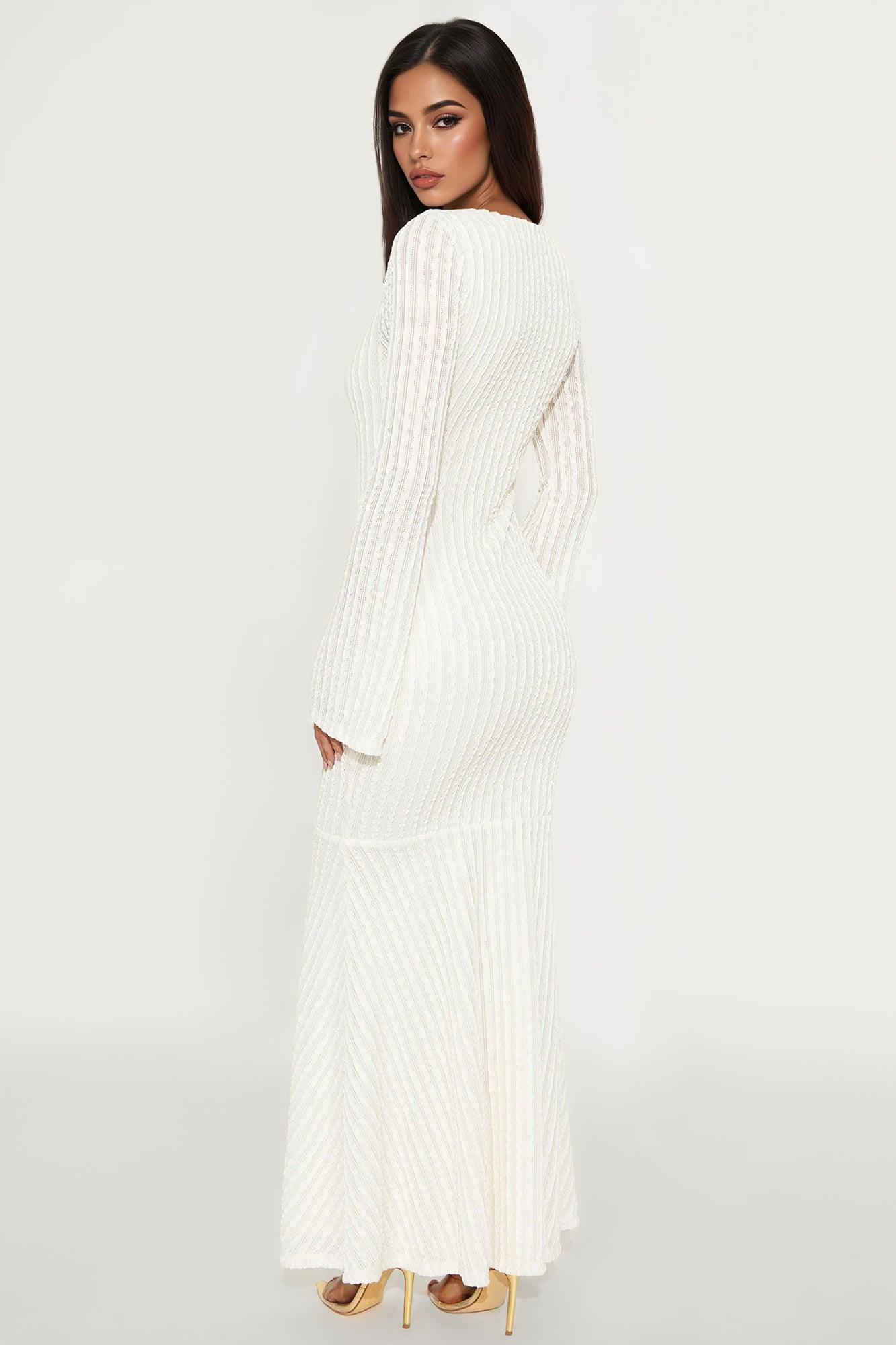 Breatice Long Sleeve Maxi Dress - Cream Female Product Image