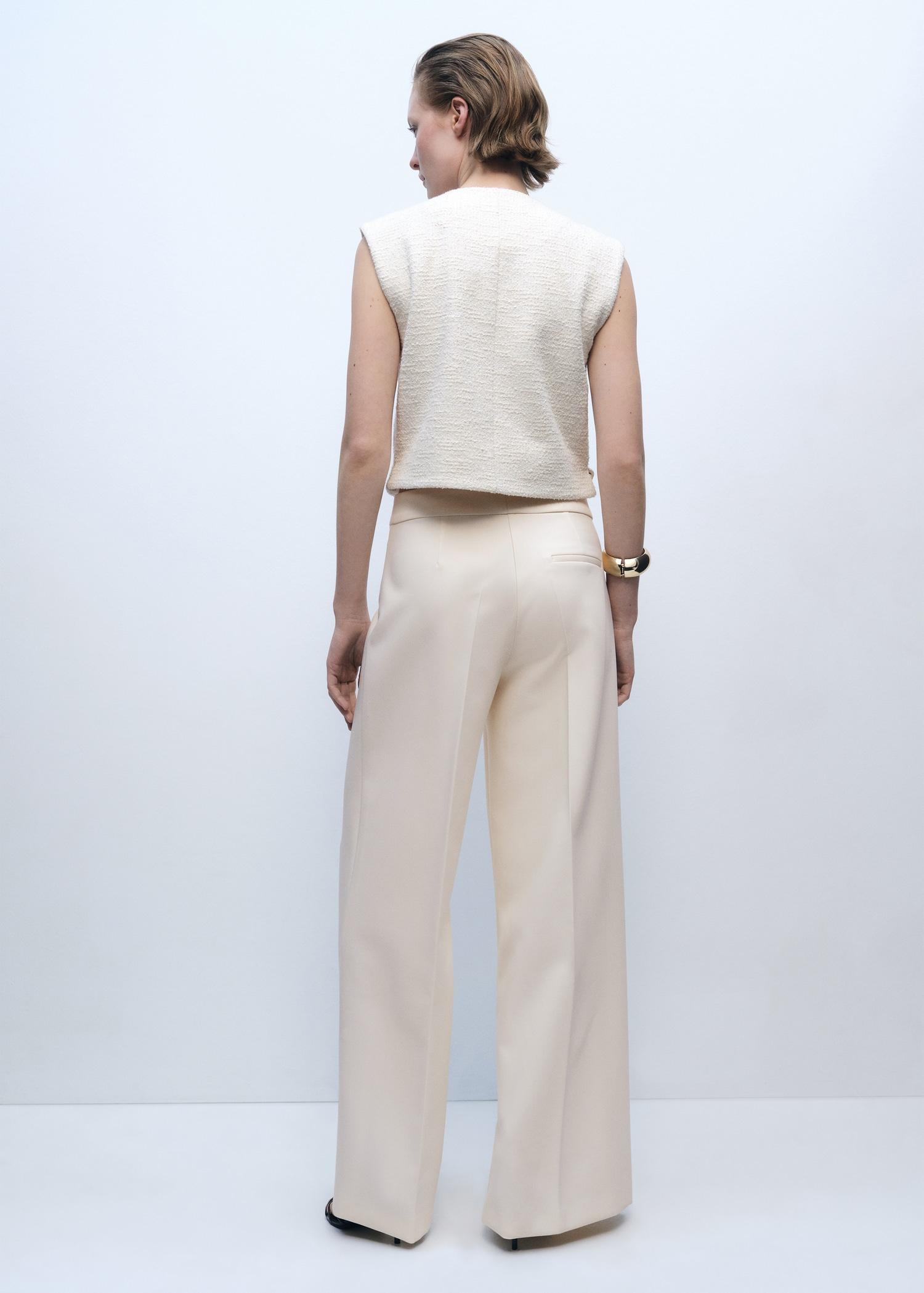 Wide-leg mid-rise pants with pockets - Women | MANGO USA Product Image