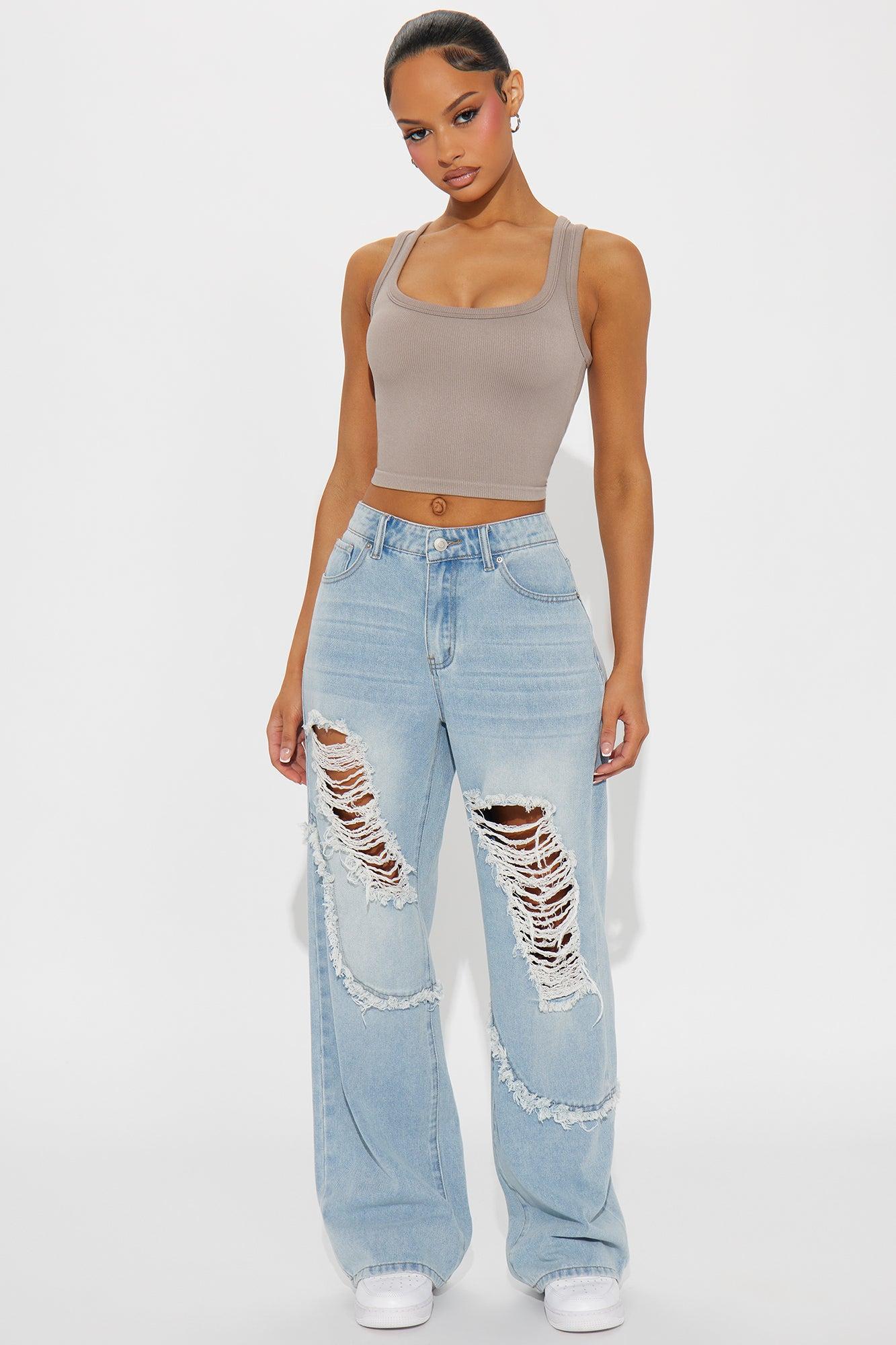 Stella Ribbed Tank Top - Grey Product Image