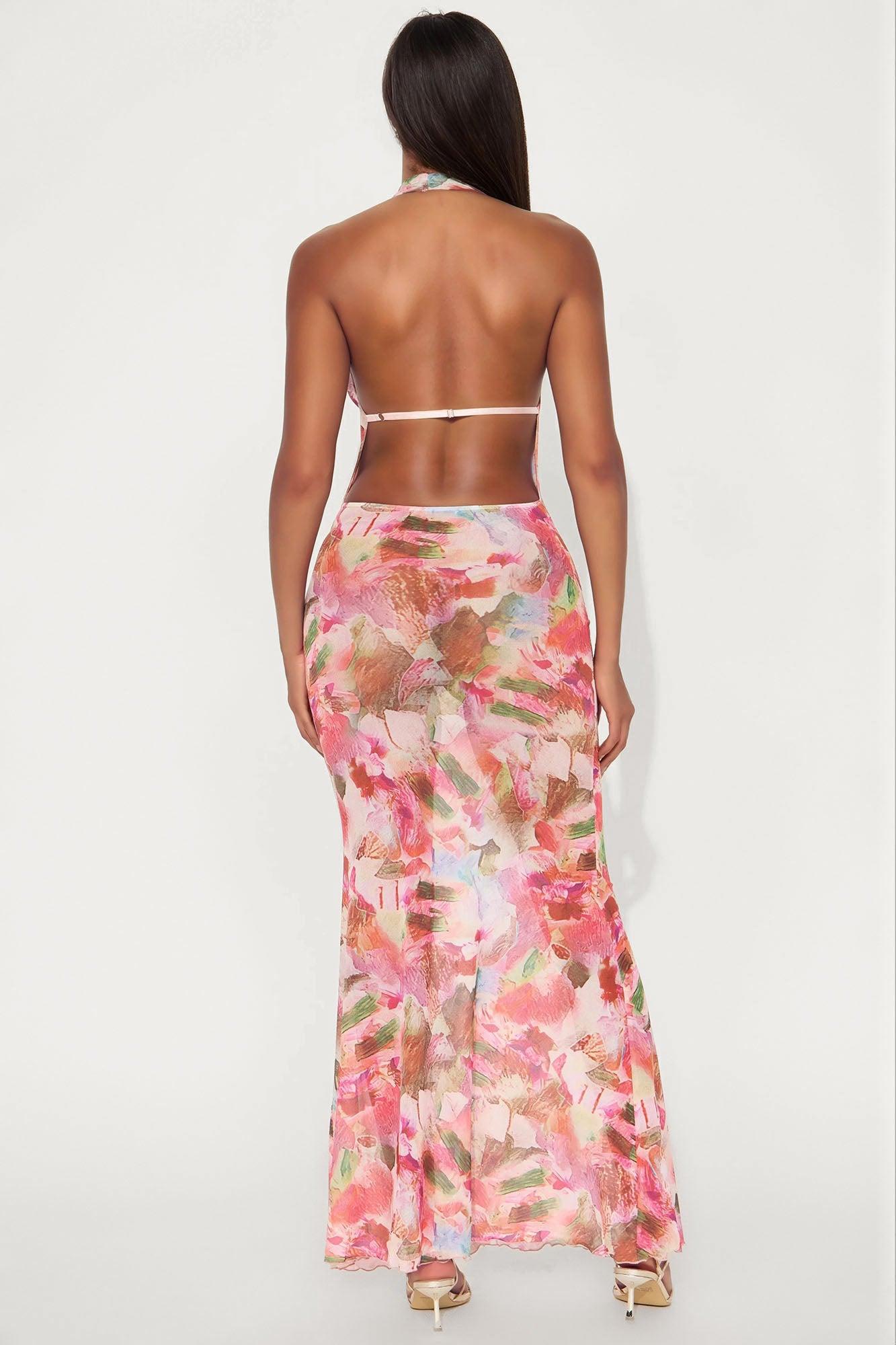 Mariposa Mesh Maxi Dress - Fuchsia/combo Female Product Image