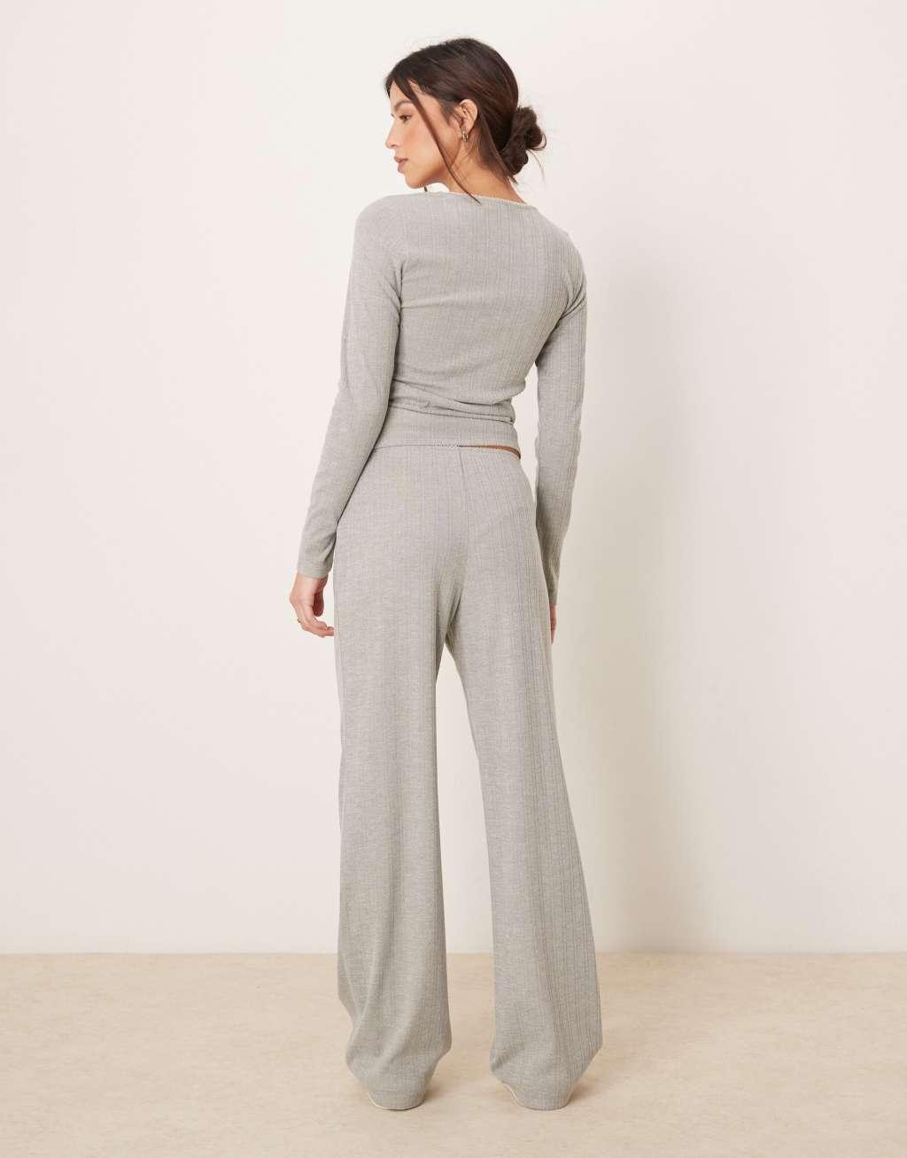 Abercrombie & Fitch sleepwear pointelle pants in light gray - part of a set Product Image