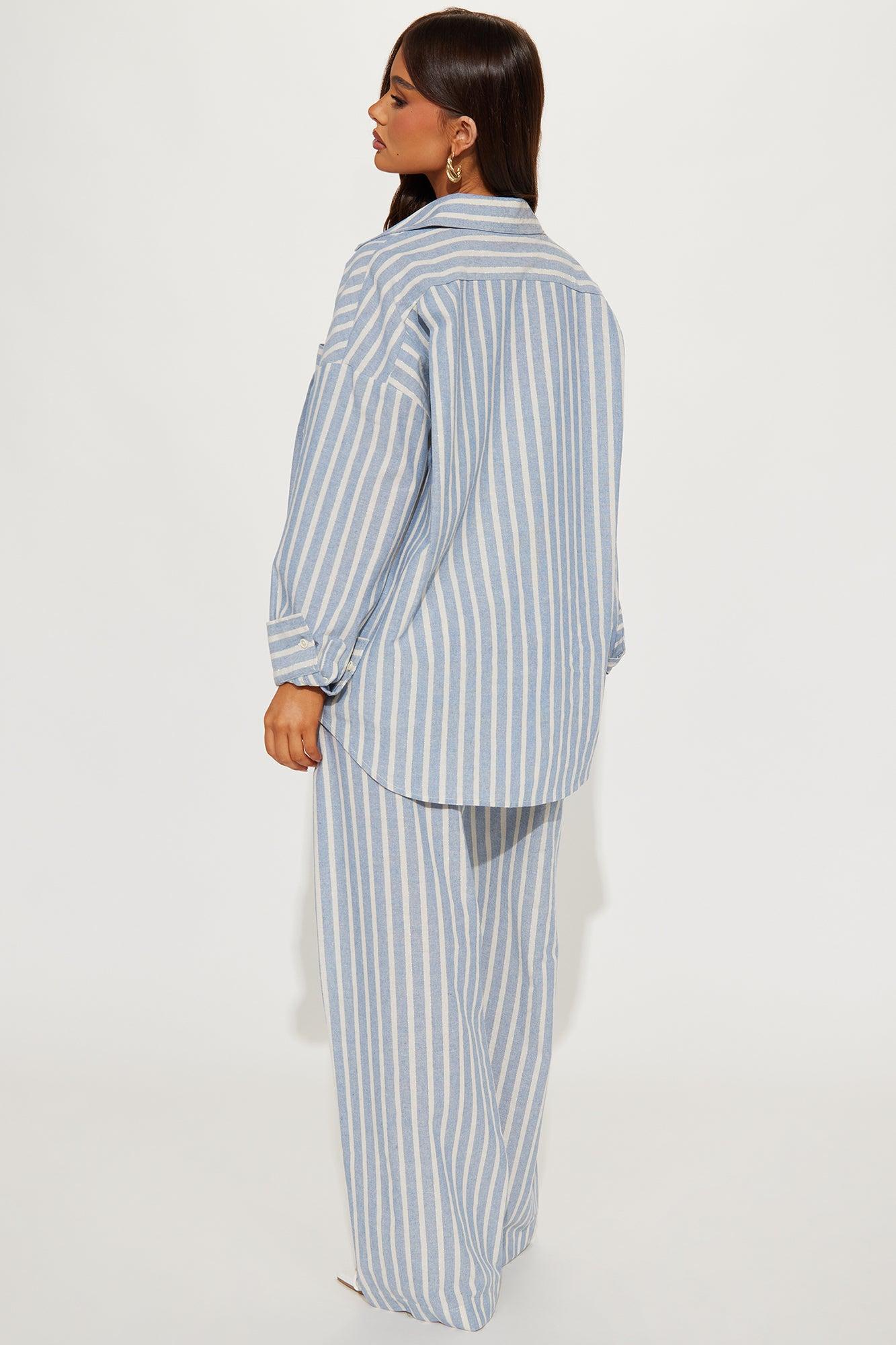 Stacey Striped Pant Set - Blue/combo Product Image
