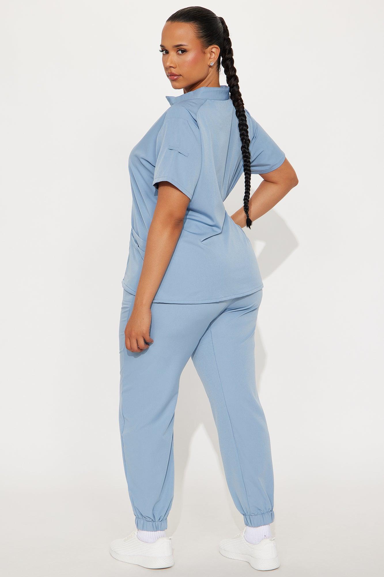 On The Go 4 Way Stretch Uniform Scrub Jogger Set - Slate Blue Product Image