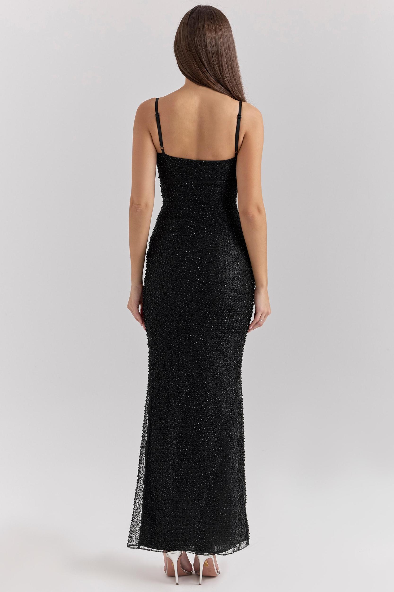 Calla  black pearl embellished maxi dress Product Image