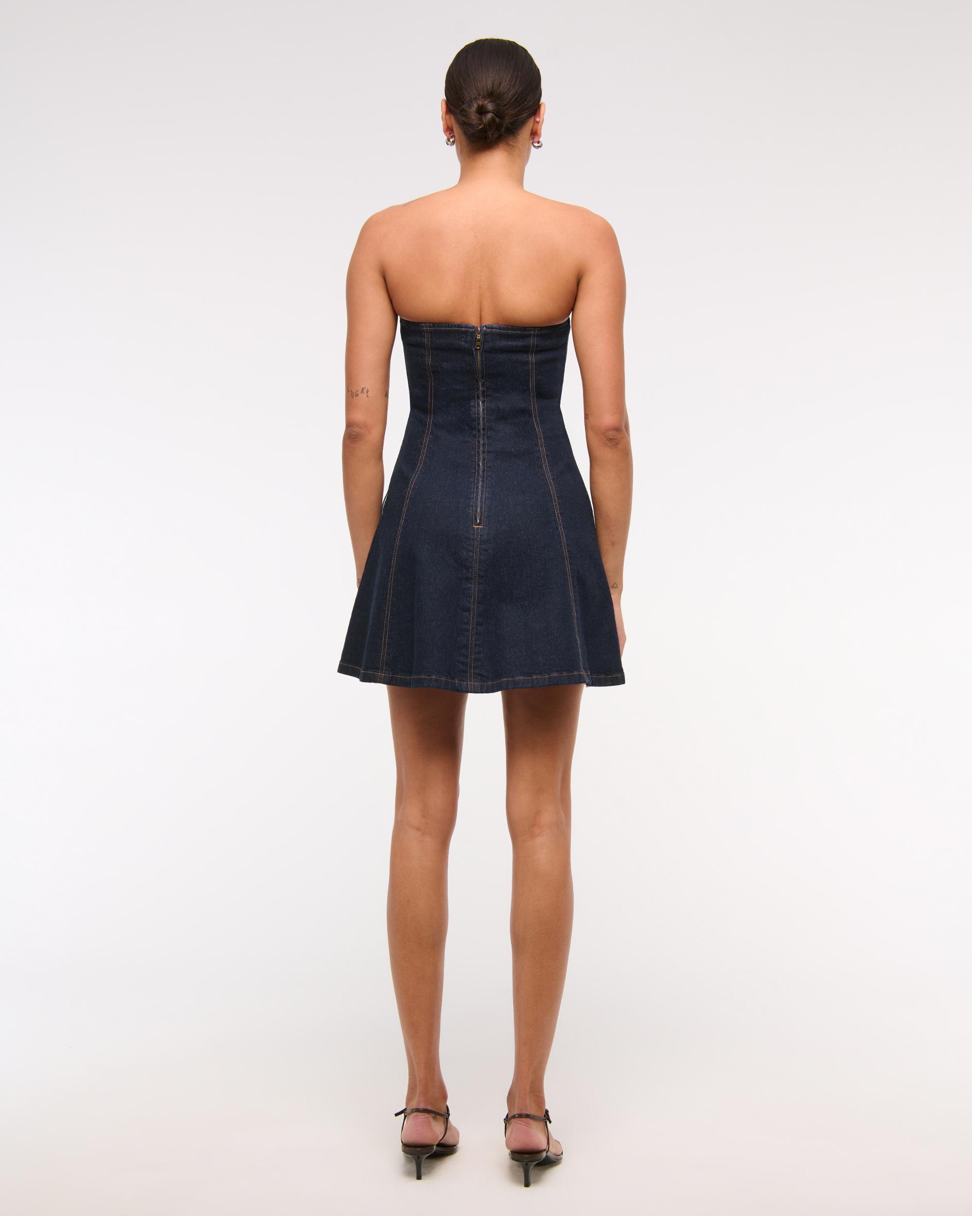 The A&F Mila Strapless Denim Mini Dress Product Image
