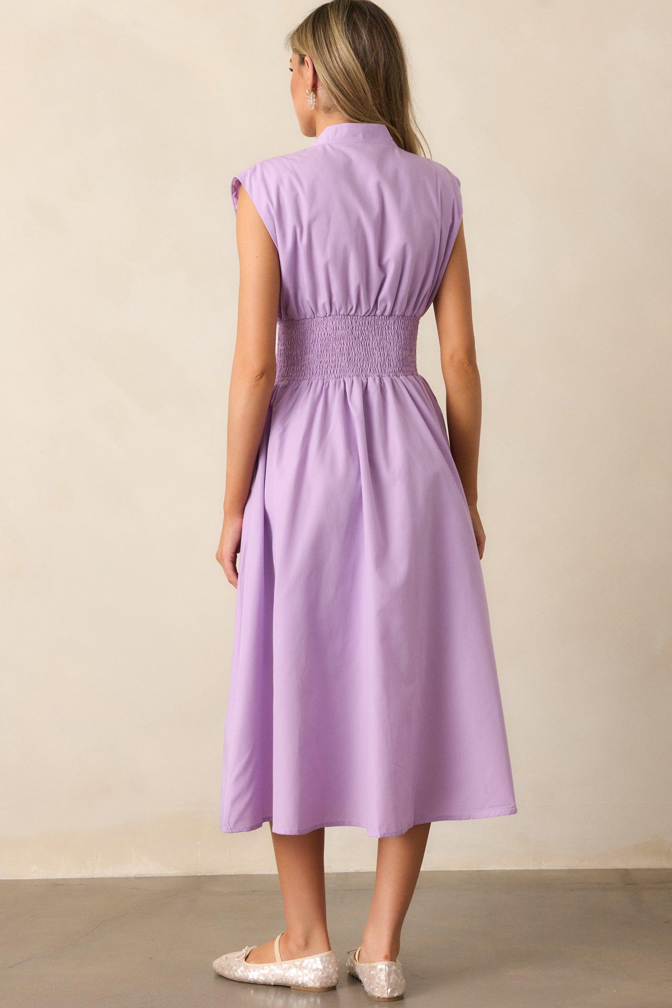 The Evette Lavender Zip Front Midi Dress Product Image