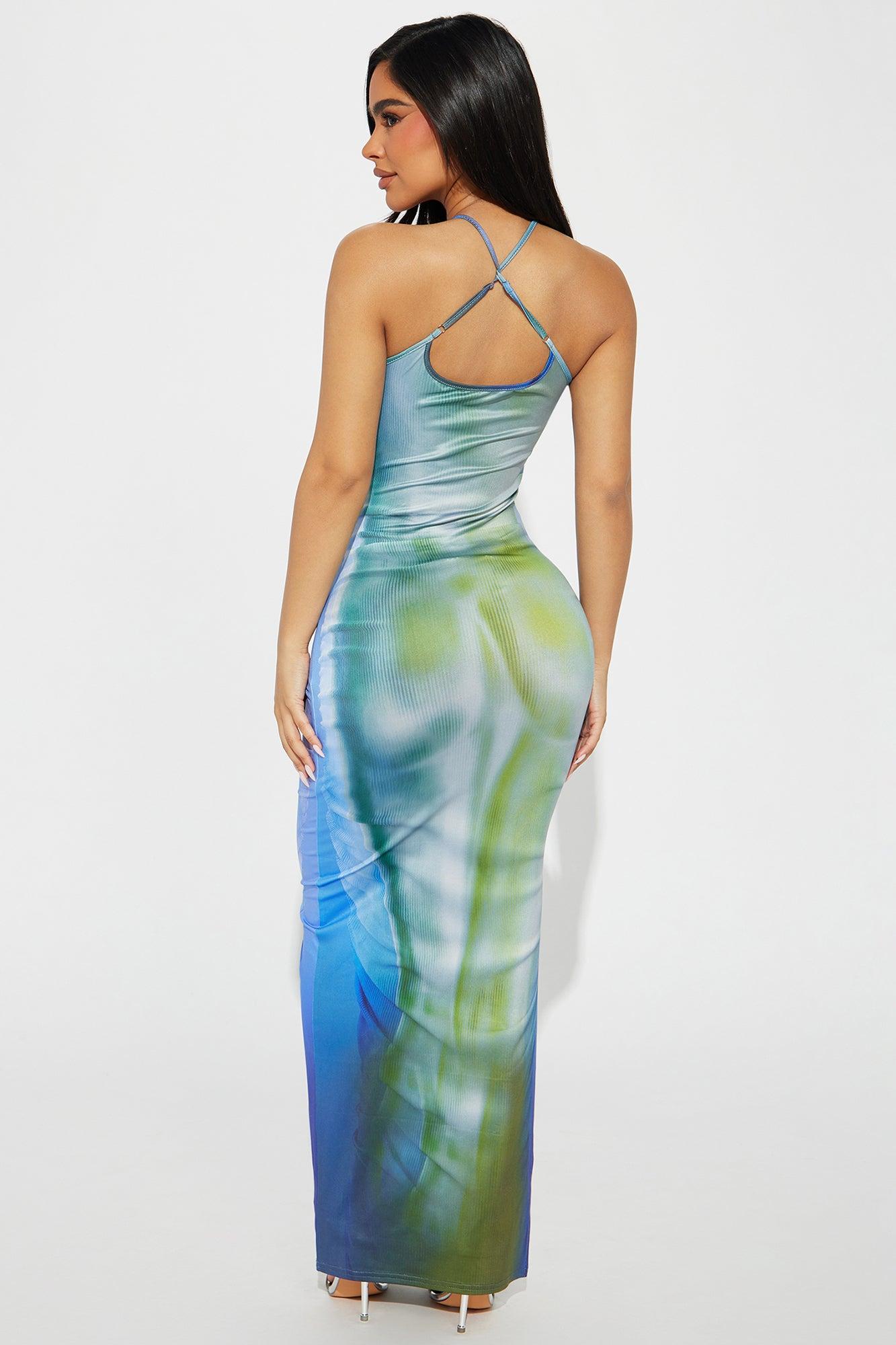 Aria Abstract Maxi Dress - Blue/combo Product Image