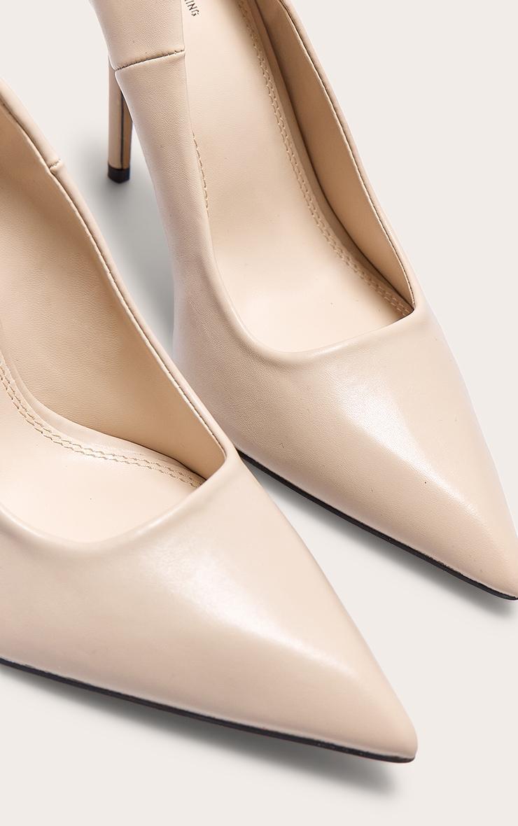 Taupe PU High Stiletto Court Heels Product Image