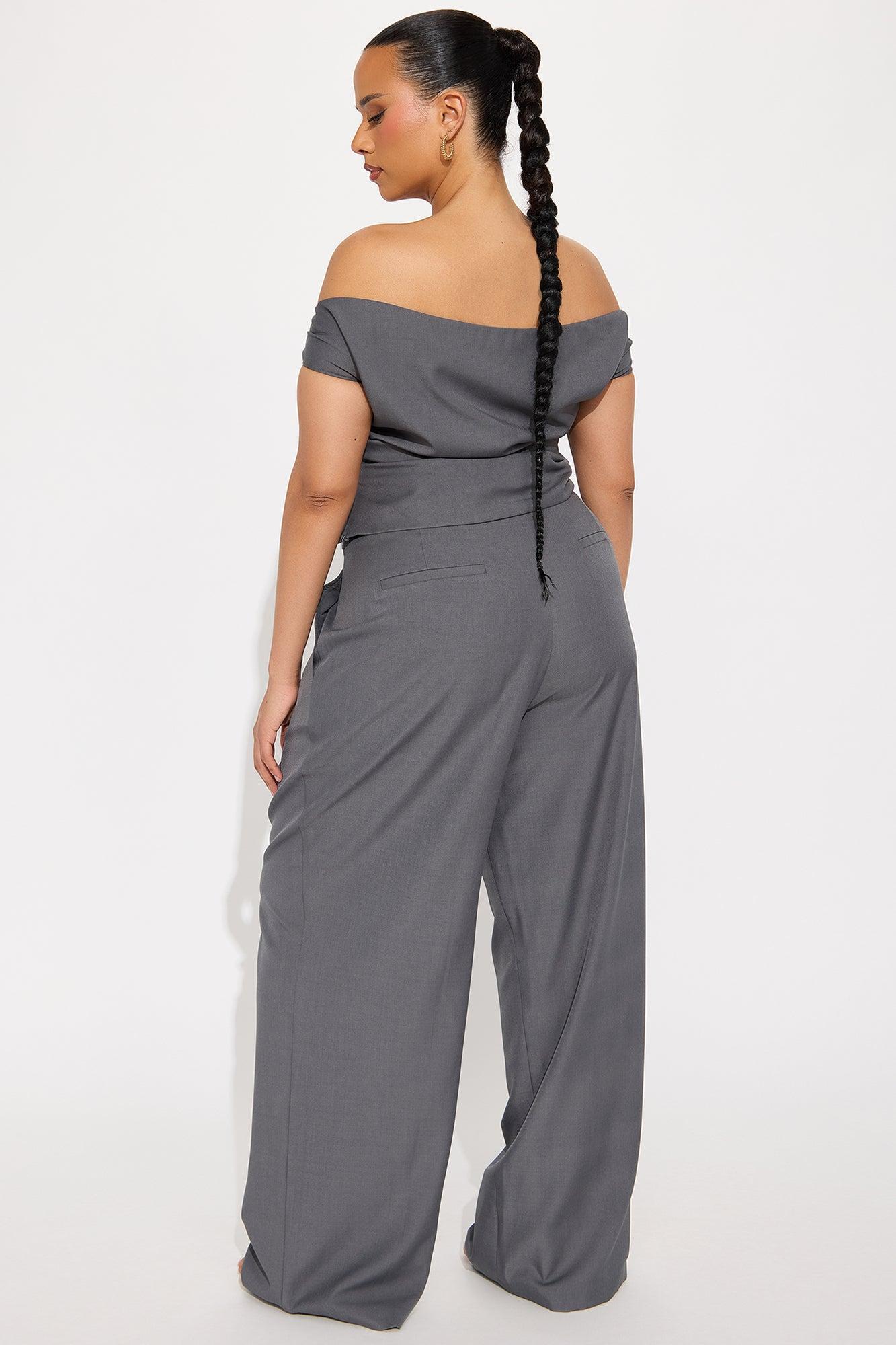 Carmela Off Shoulder Pant Set - Charcoal Product Image