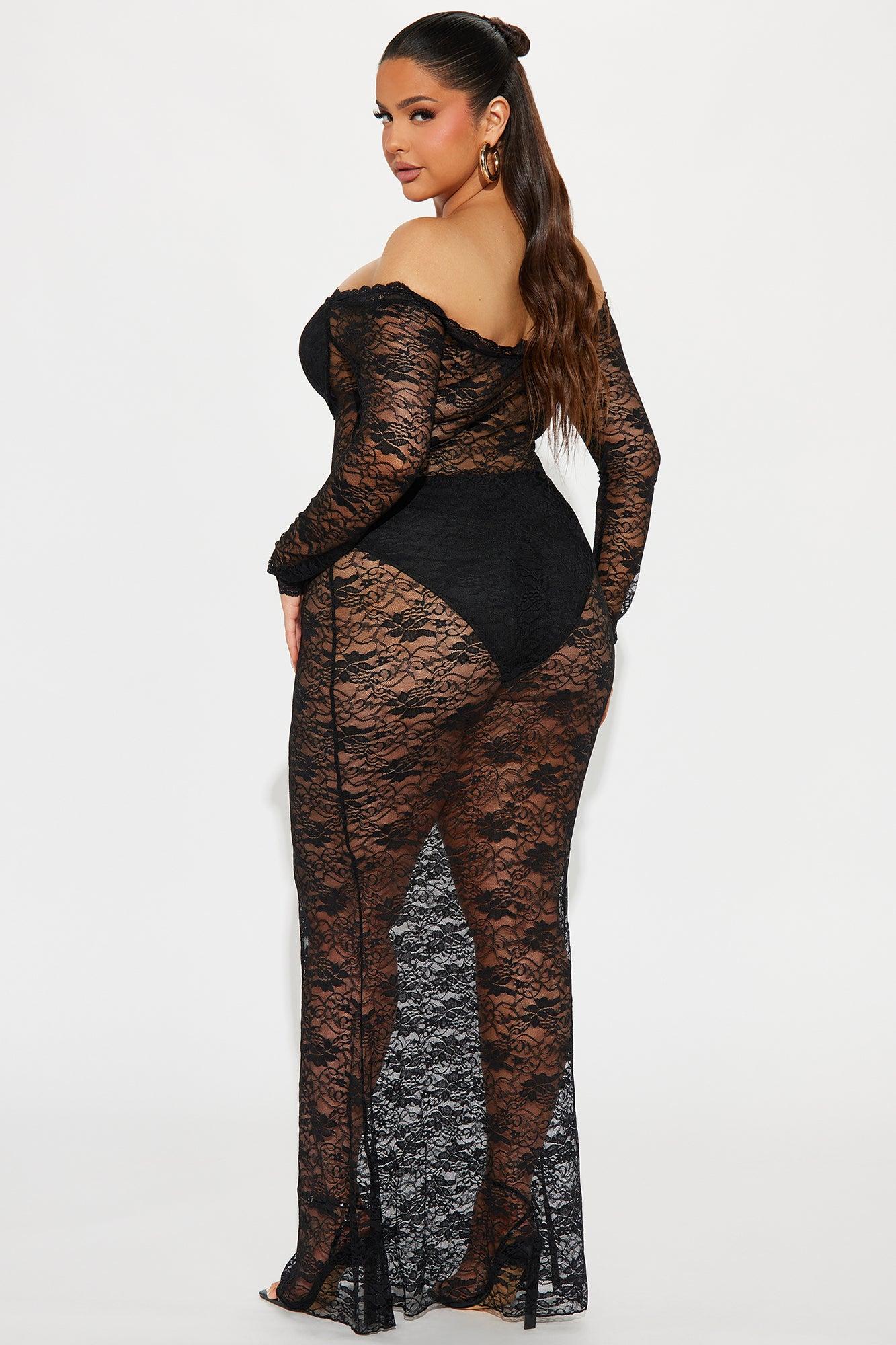 Serena Sheer Lace Maxi Dress - Black Product Image