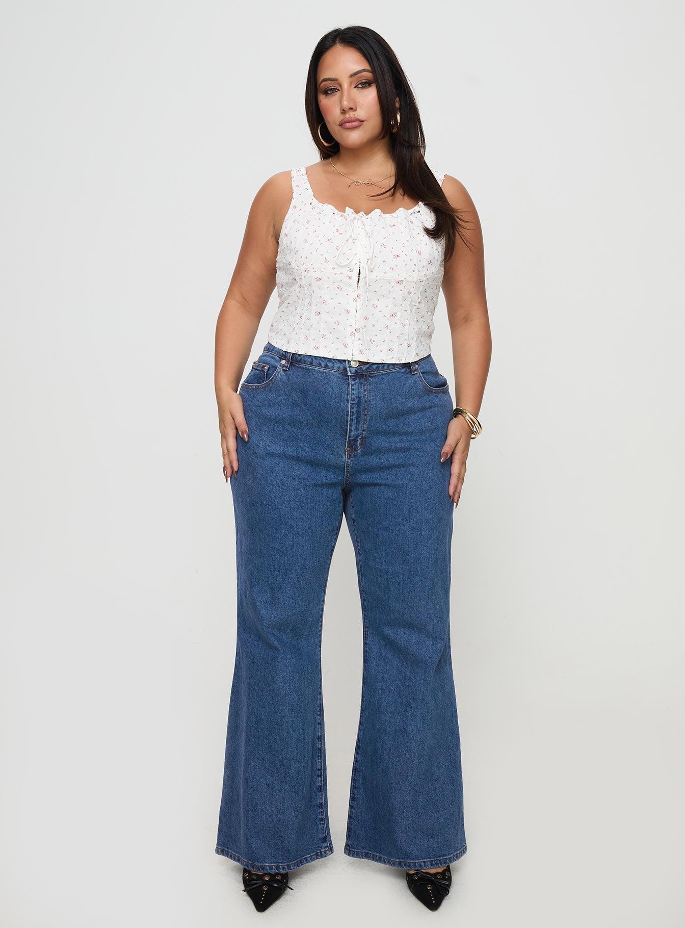 Lucille High Rise Flared Jeans Mid Wash Curve Product Image