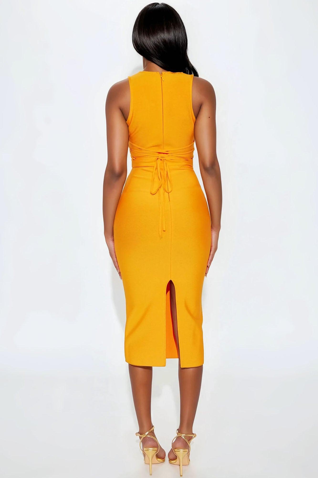 Bold Presence Bandage Midi Dress - Orange Female Product Image