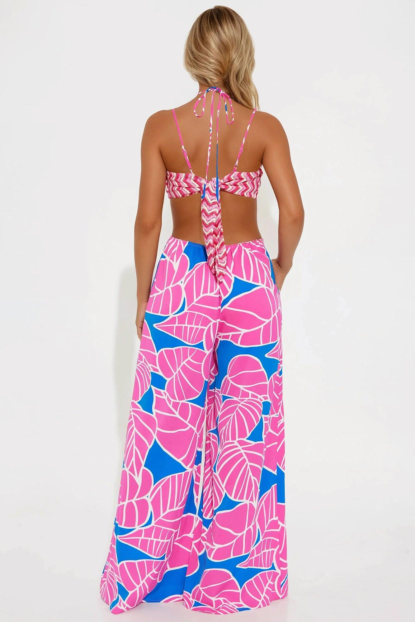 On An Island Jumpsuit - Fuchsia/combo Product Image