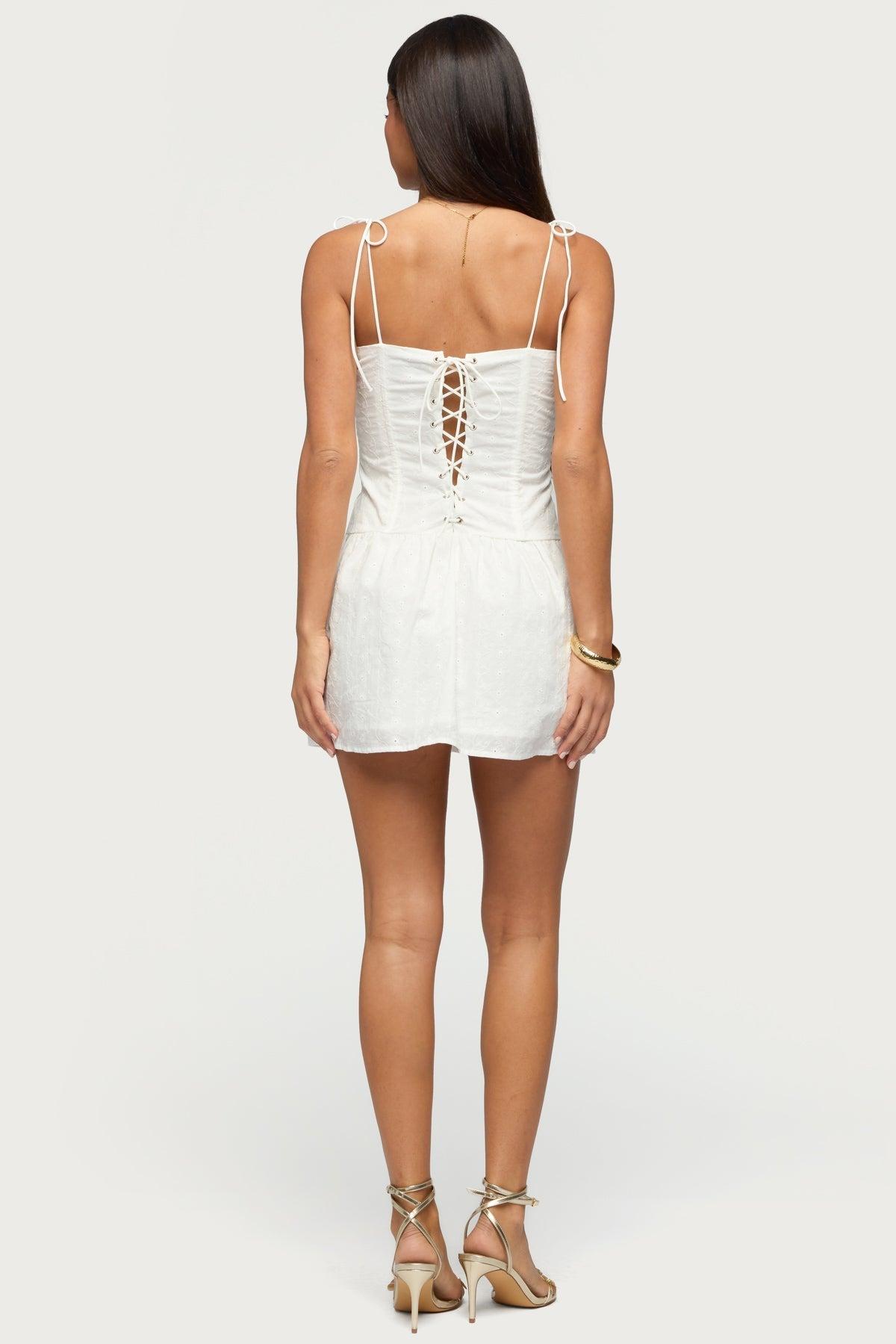 Kaira Eyelet Boned Mini Dress Product Image