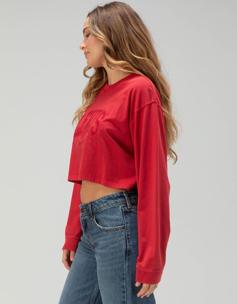 LEVI'S Football Womens Long Sleeve Crop Tee - RED Product Image