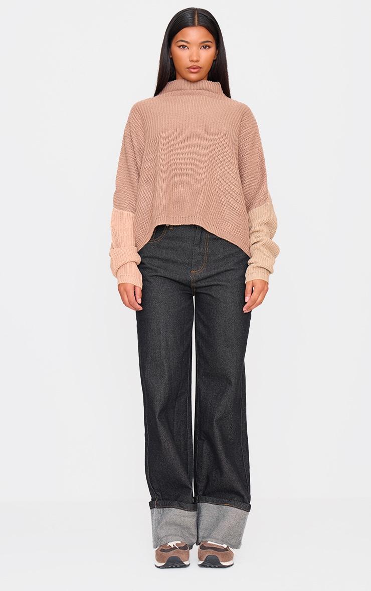 Stone Oversized Color Block Sweater Product Image