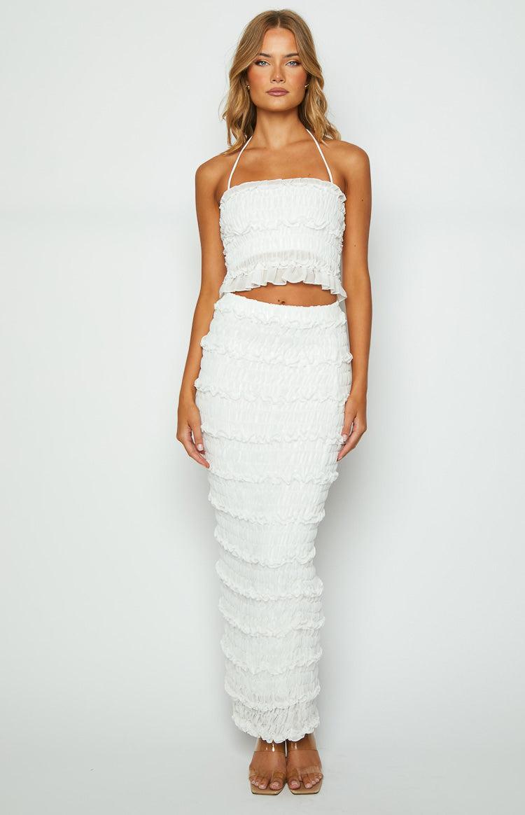 Shake it Off White Shirred Chiffon Top Product Image